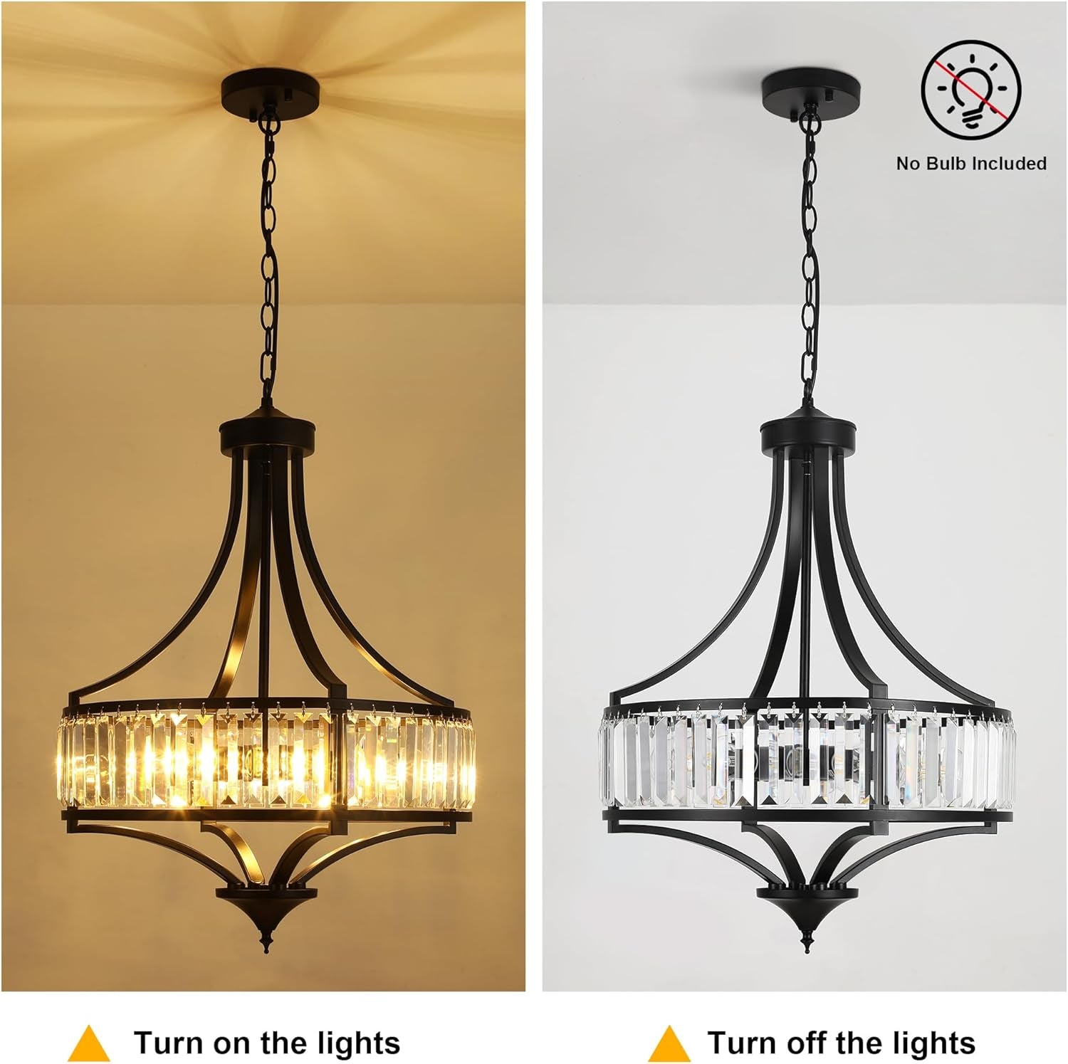 20 Inch Black Crystal Farmhouse Chandelier Pendant-4