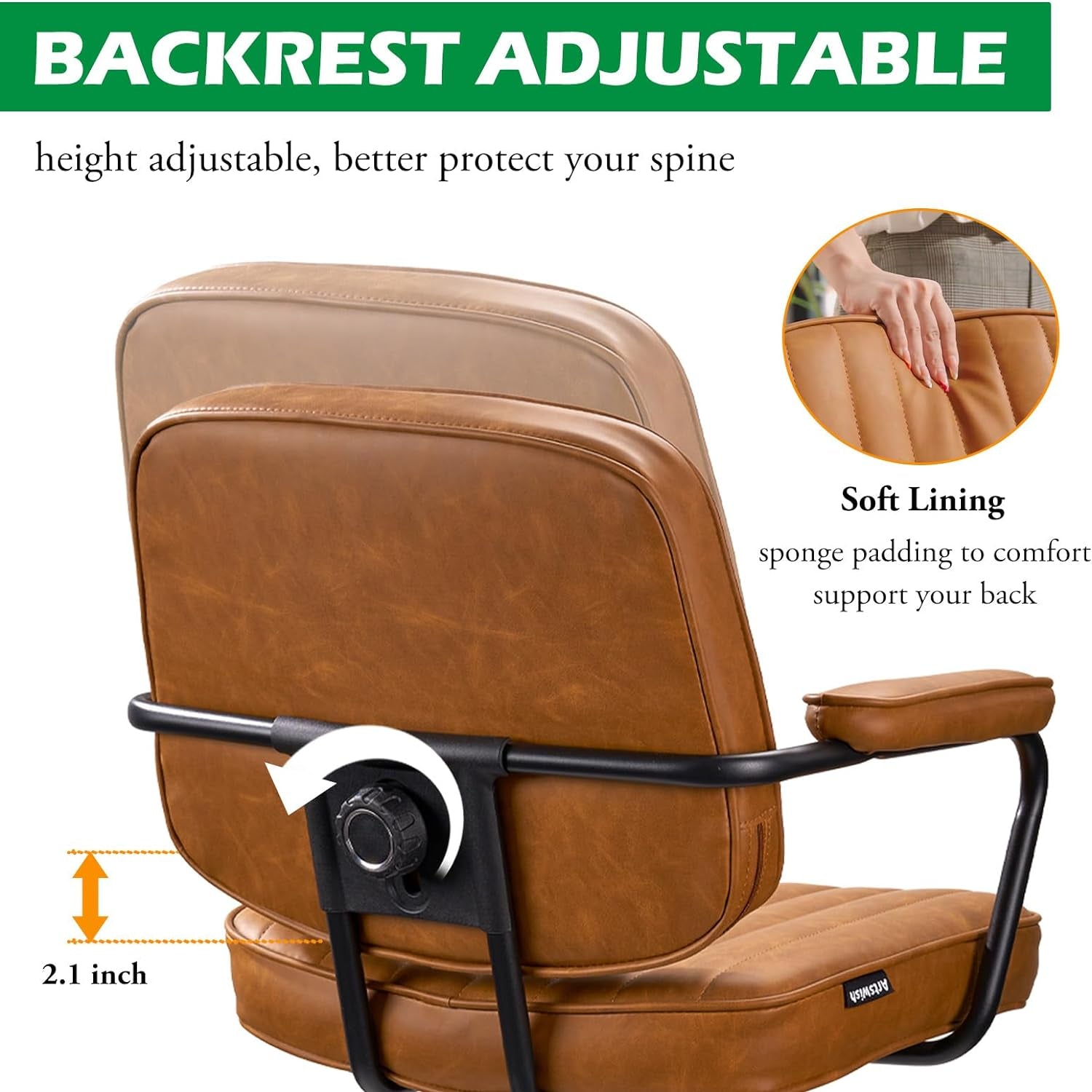 Brown Desk Chair With Wheels And Armrests Adjustable