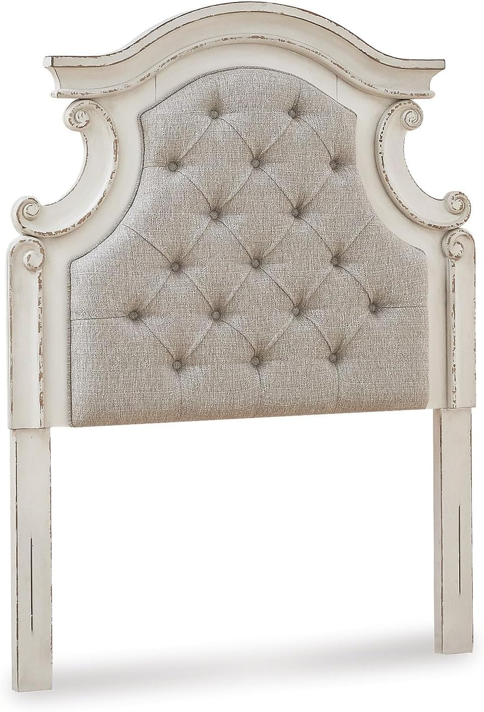 Vintage White Twin Upholstered Tufted Cottage Headboard