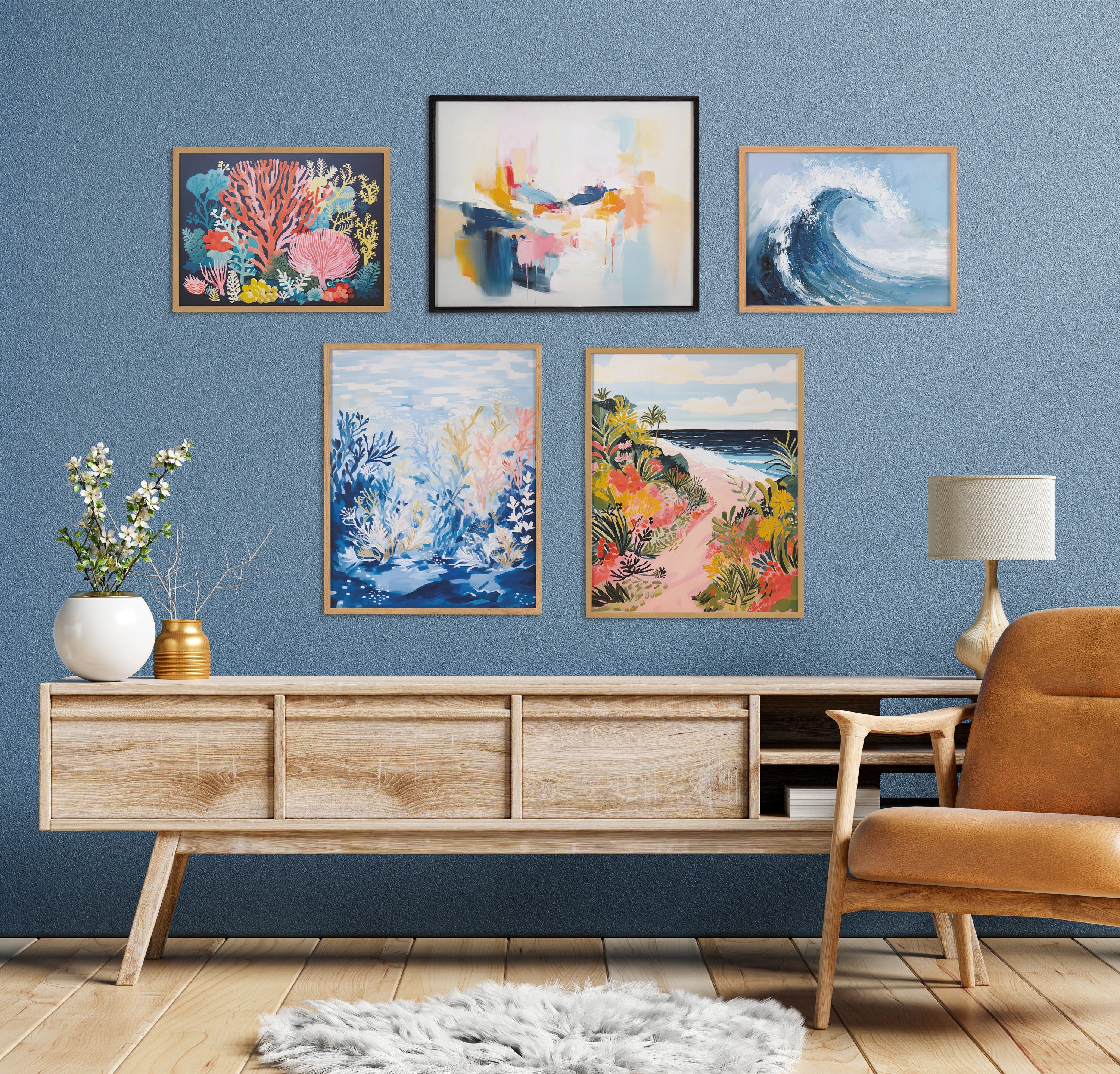 Gallery Abstract Painterly Coastal Ocean Wave Print by The Creative Bunch Studio