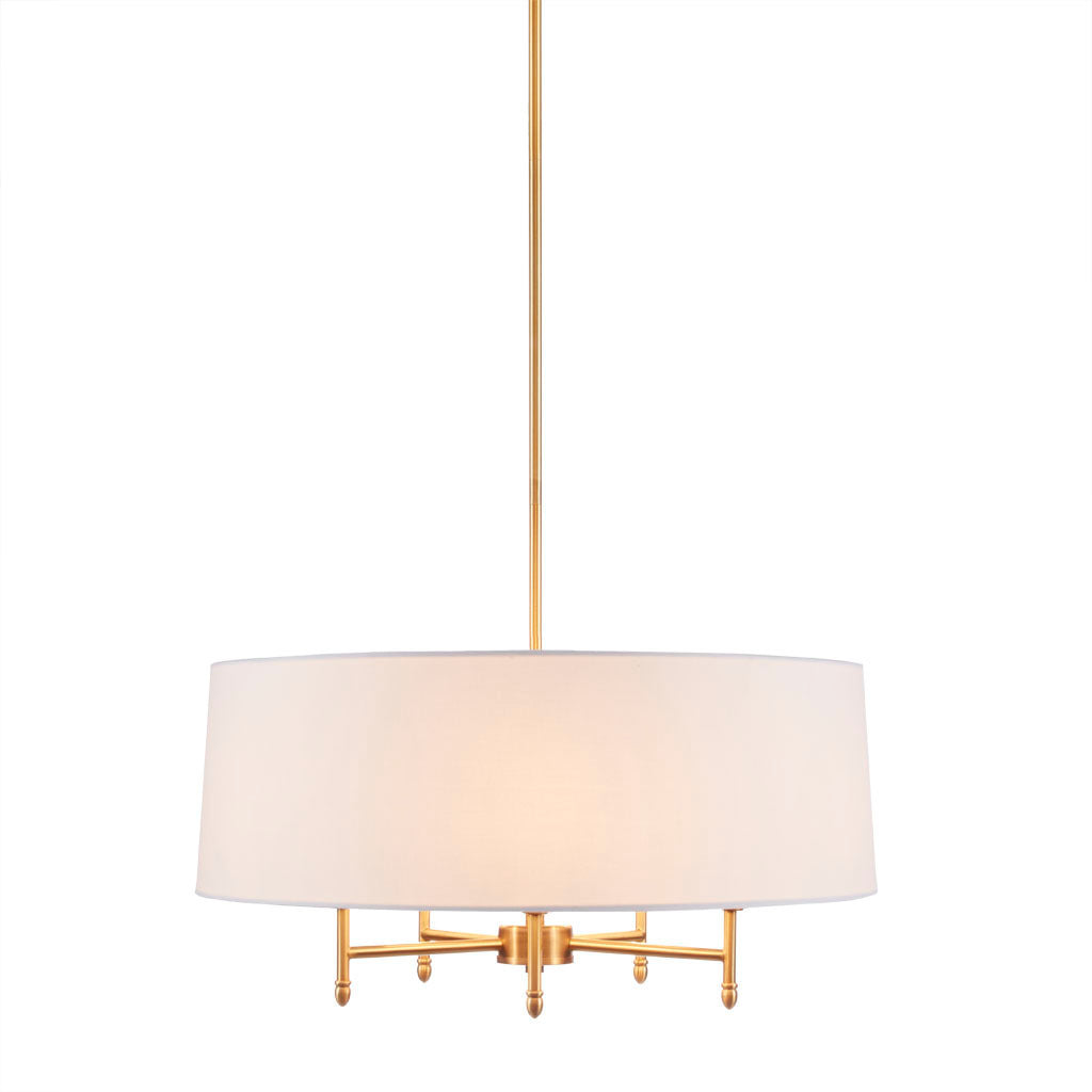 5-Light White Drum Shade Chandelier-2