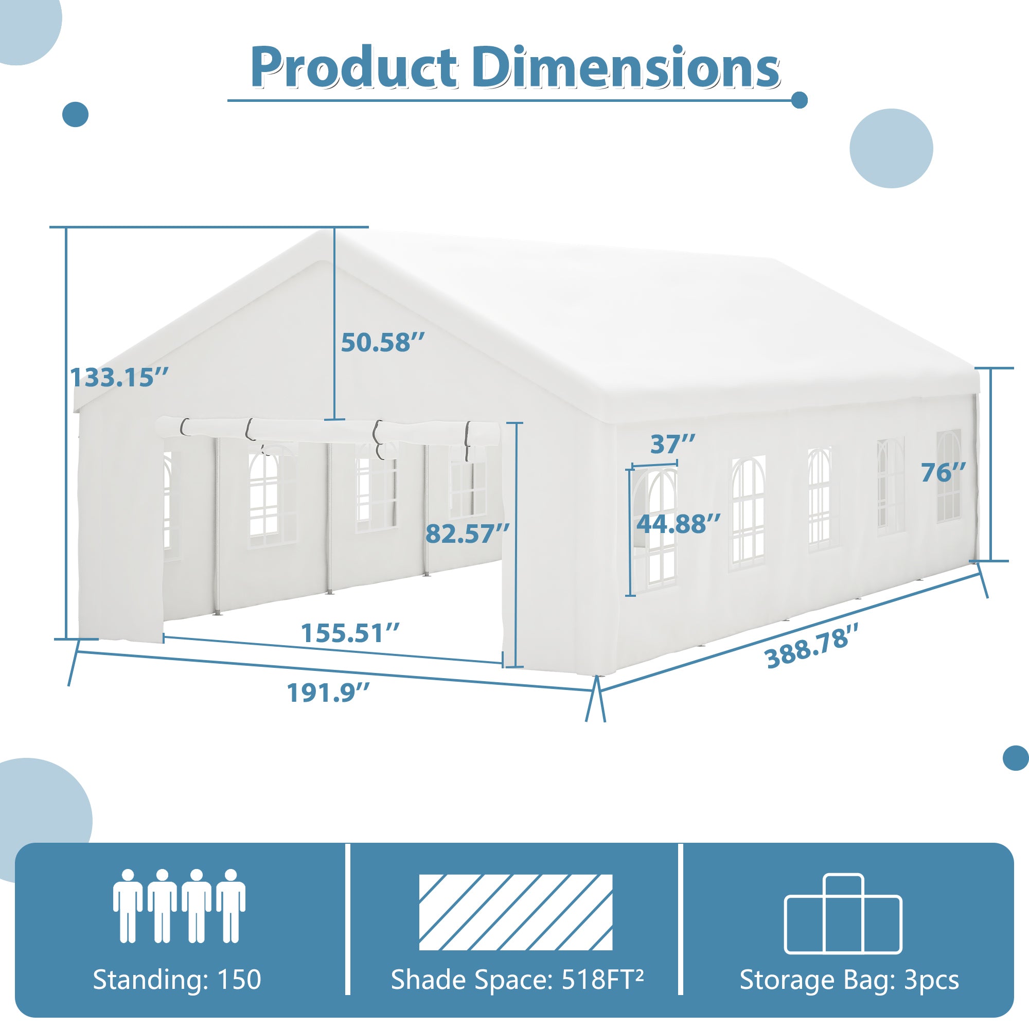 16x32FT Party Tent Heavy Duty Large Wedding Event Shelters