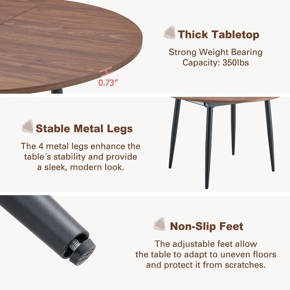 Walnut Extendable Dining Table Set Six Chairs Upholstered