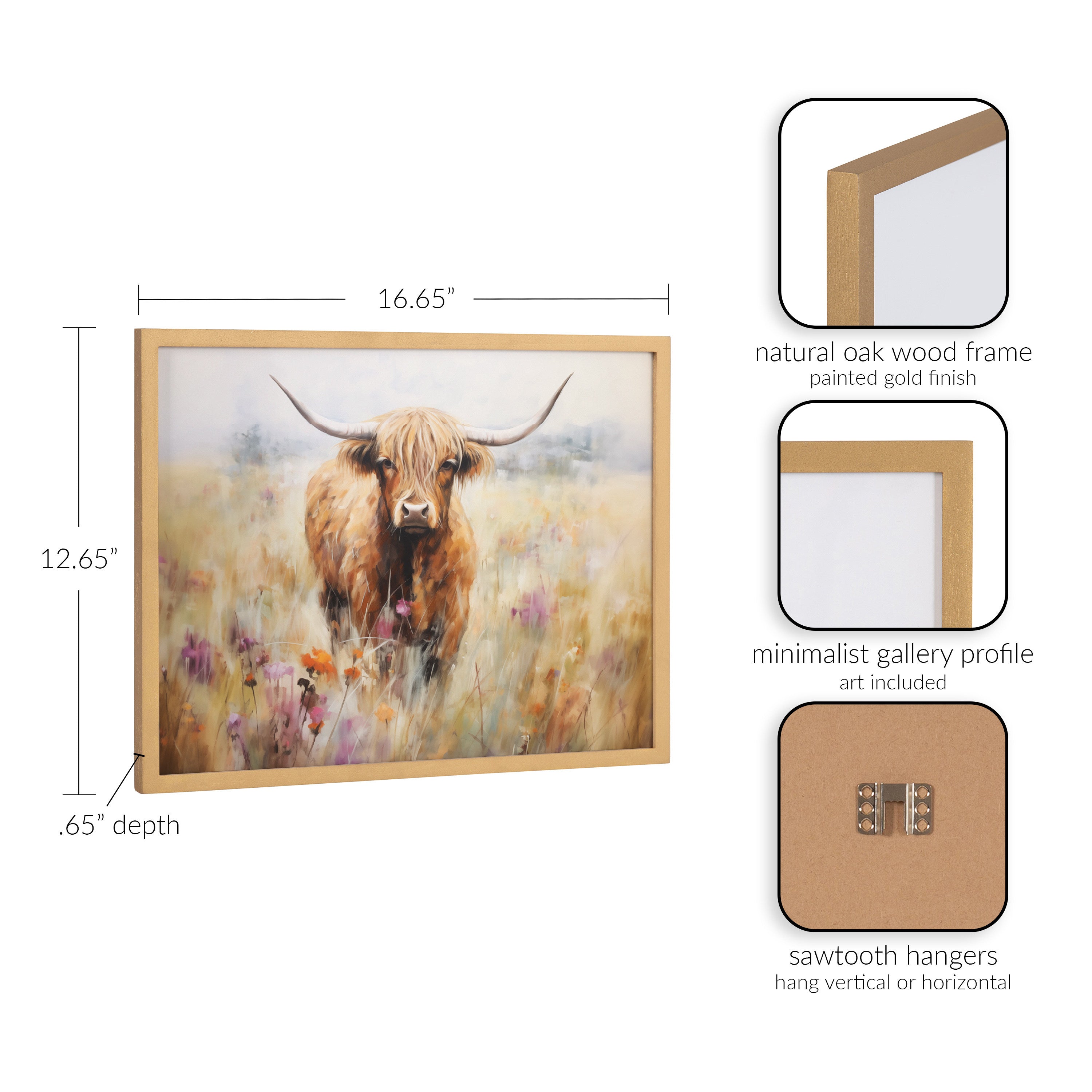 Gallery Highland Cow in a Flower Field Landscape Print by The Creative Bunch Studio