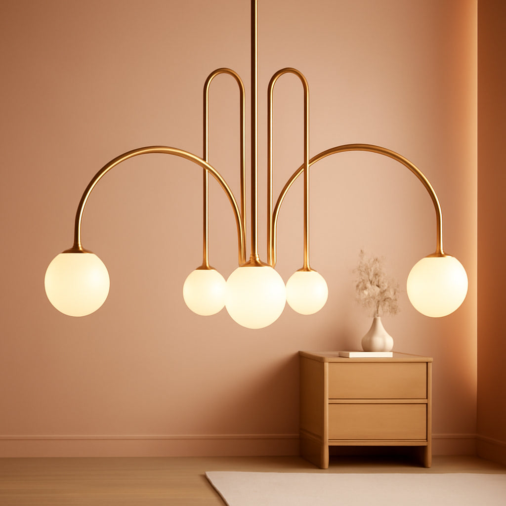 Gold Sputnik Chandelier Six Light Ceiling Pendant Light-0