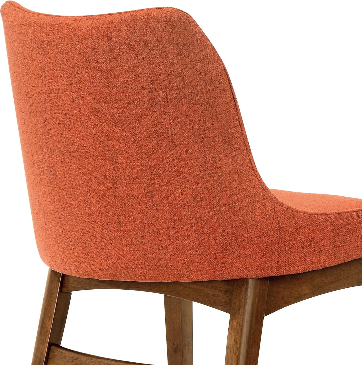 Orange Fabric and Walnut Wood Dining Side Chairs Set of 2