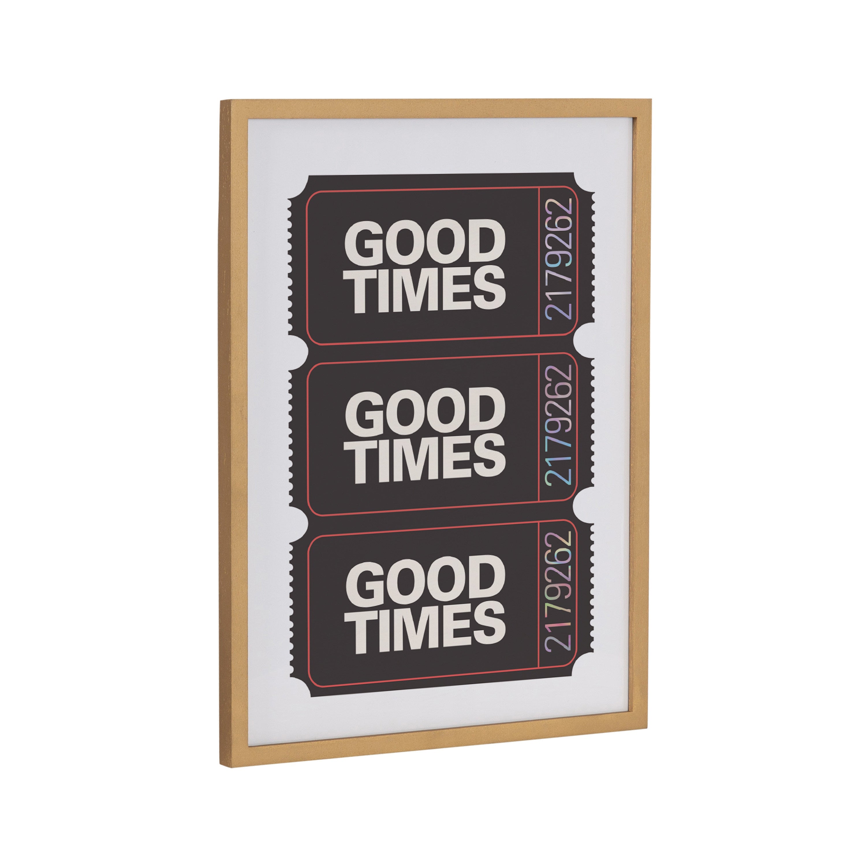 Gallery Preppy Retro Positive Quote Good Times Ticket Print by The Creative Bunch Studio