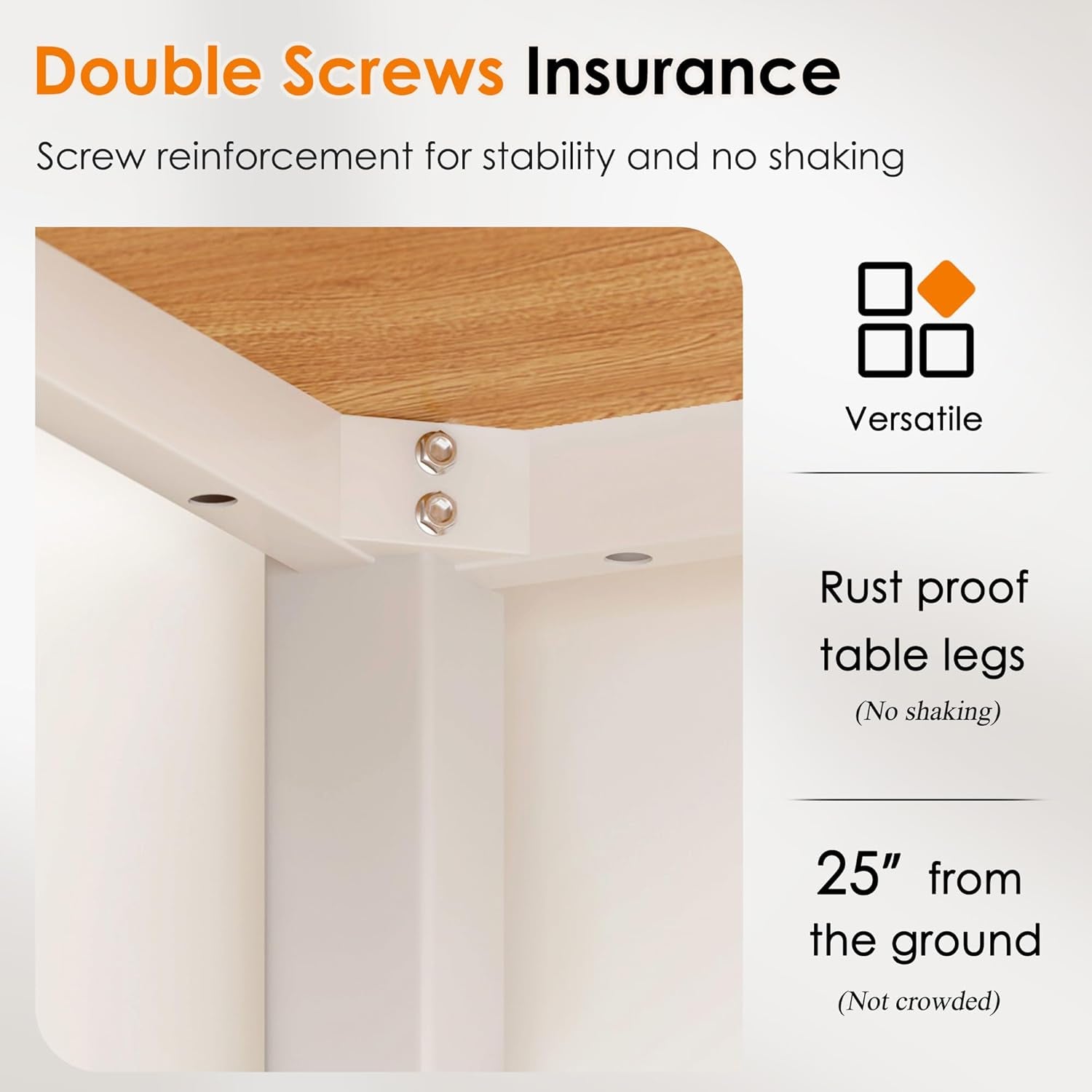 120cm Teak Wood White High Gloss Finish Desk Stability