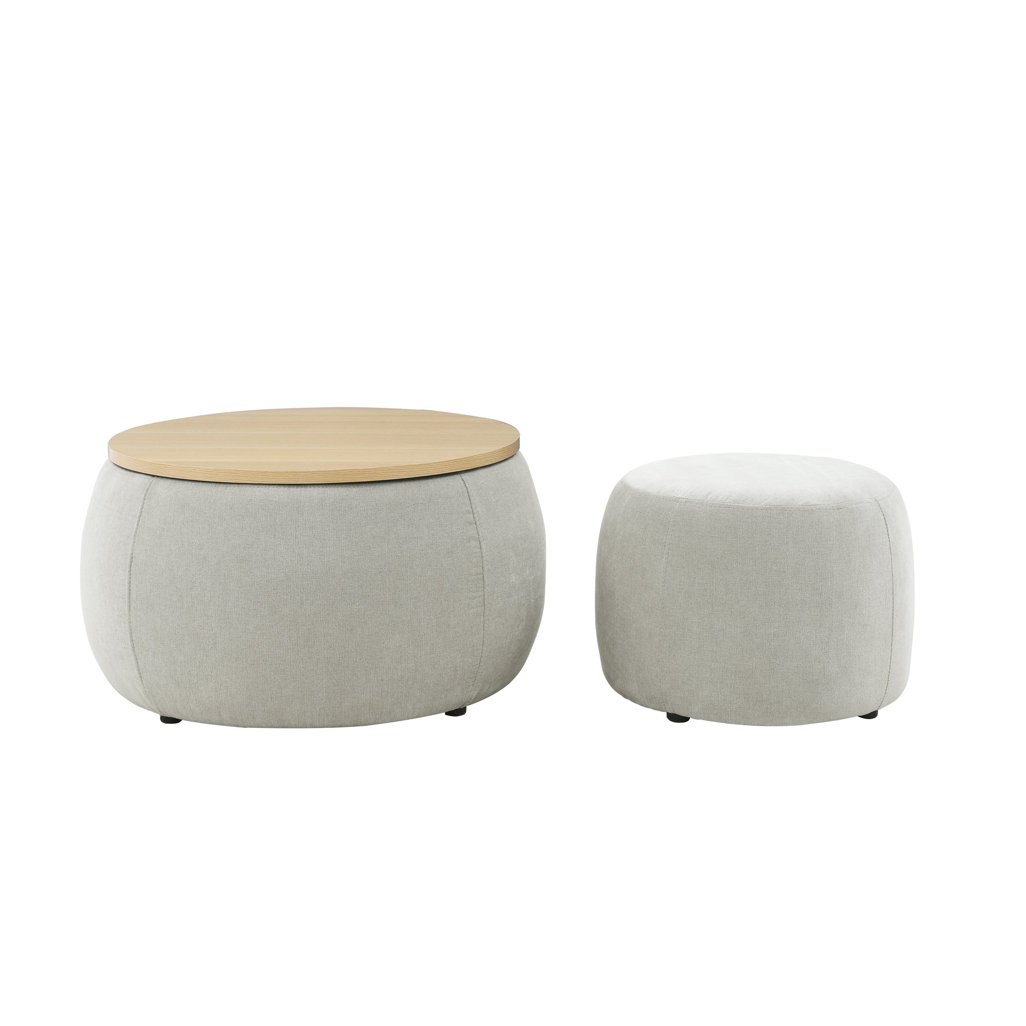 Modern Classic Round Storage Ottoman Coffee Table with Removable Top