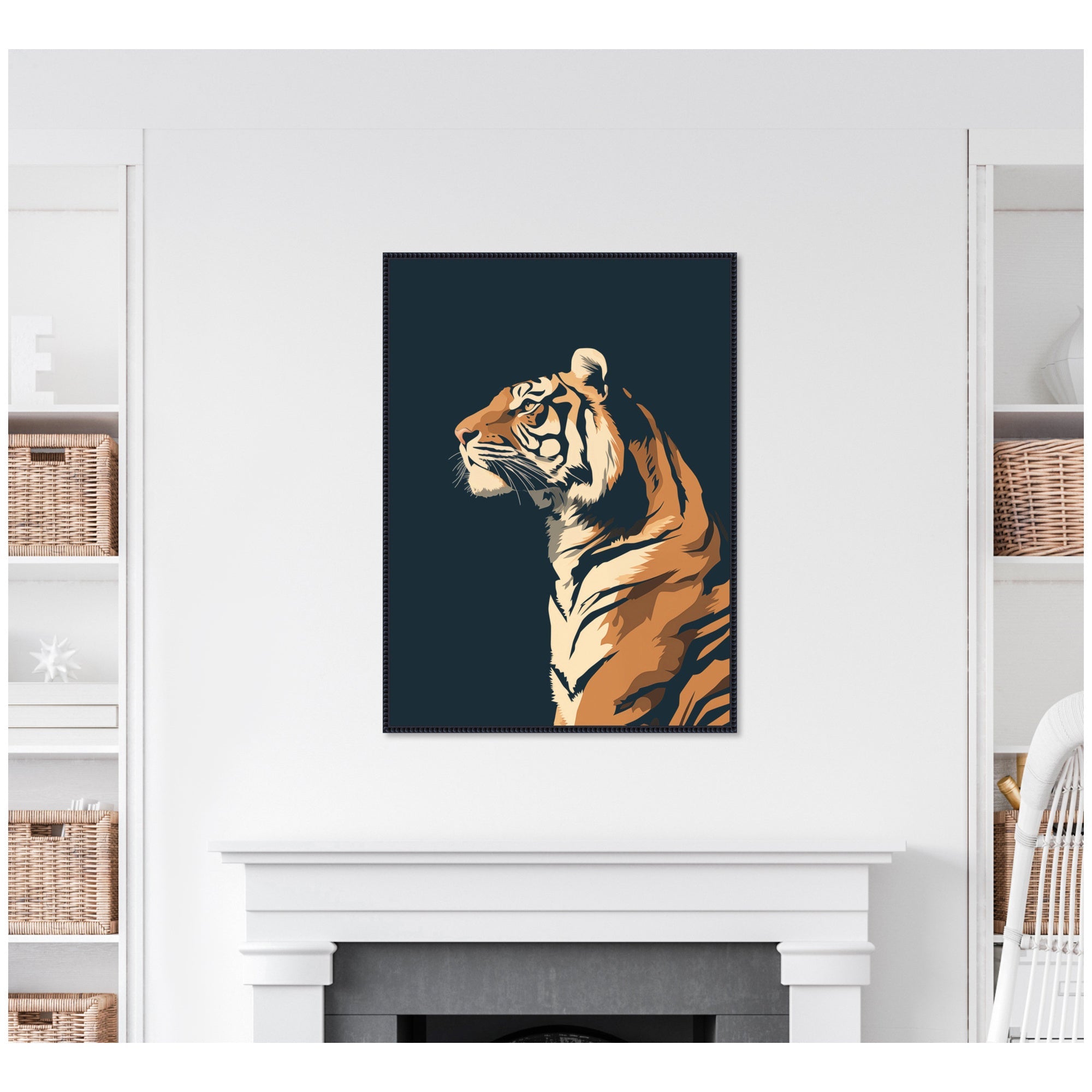 Navy Tiger by The Creative Bunch Studio Framed Canvas Wall Art Print