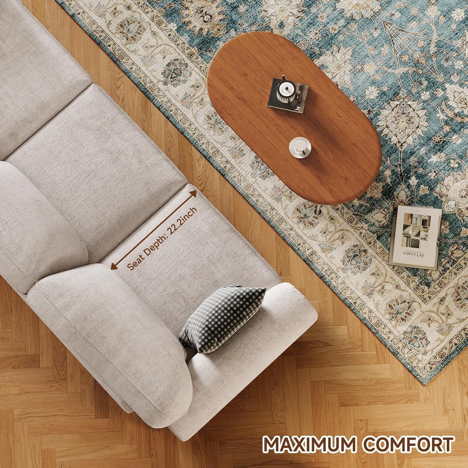 Elegant 90 Inch Nailhead Trim Sofa for Living Room