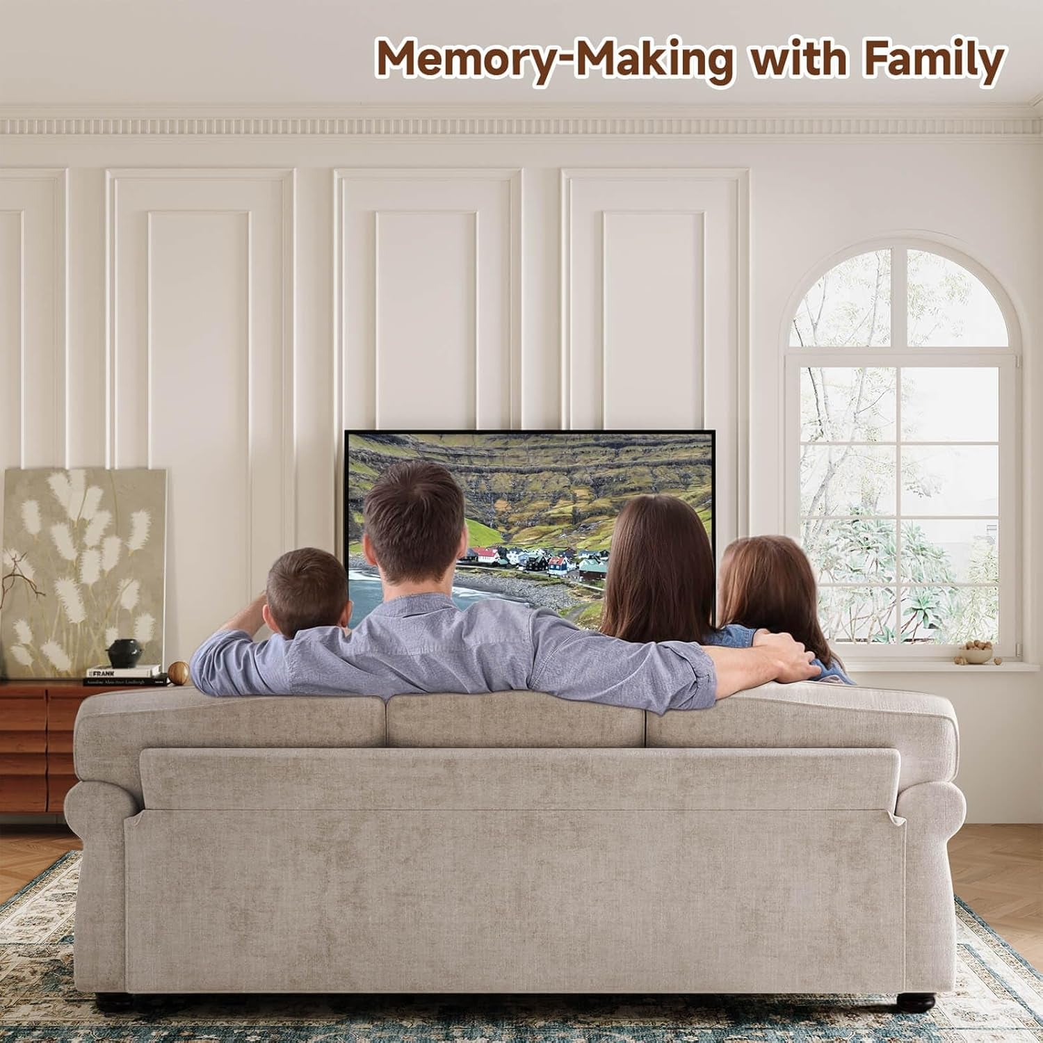 Elegant 90 Inch Nailhead Trim Sofa for Living Room