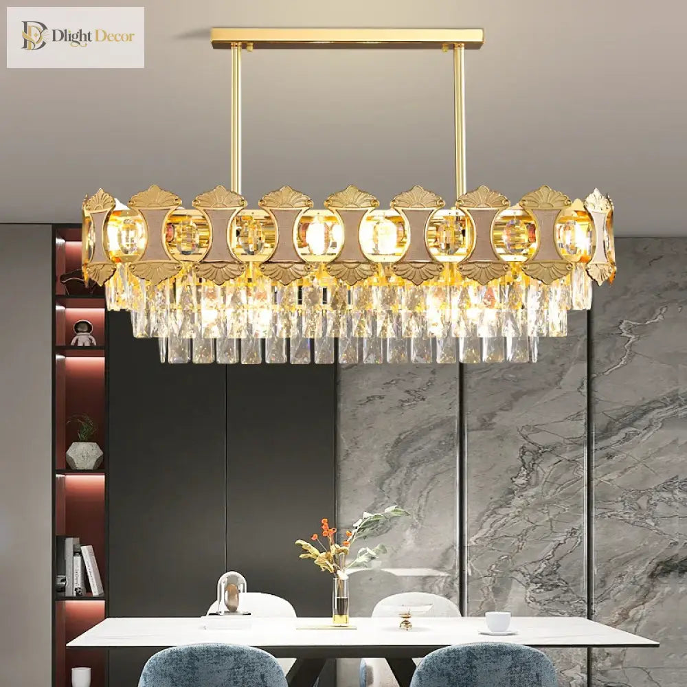 Elegant Crystal Gold Chandelier | Dining Room Home Lighting
