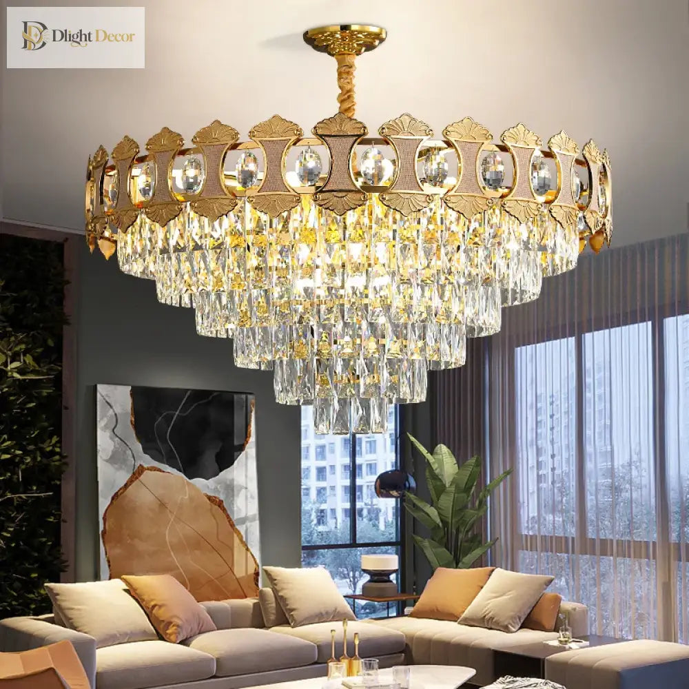 Elegant Crystal Gold Chandelier | Dining Room Home Lighting