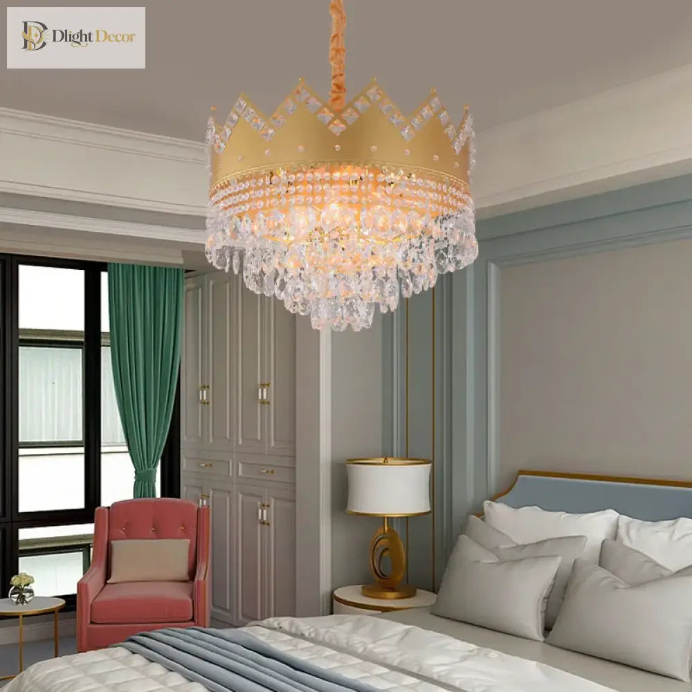Elegant Crystal Gold Chandelier | Dining Room Lighting