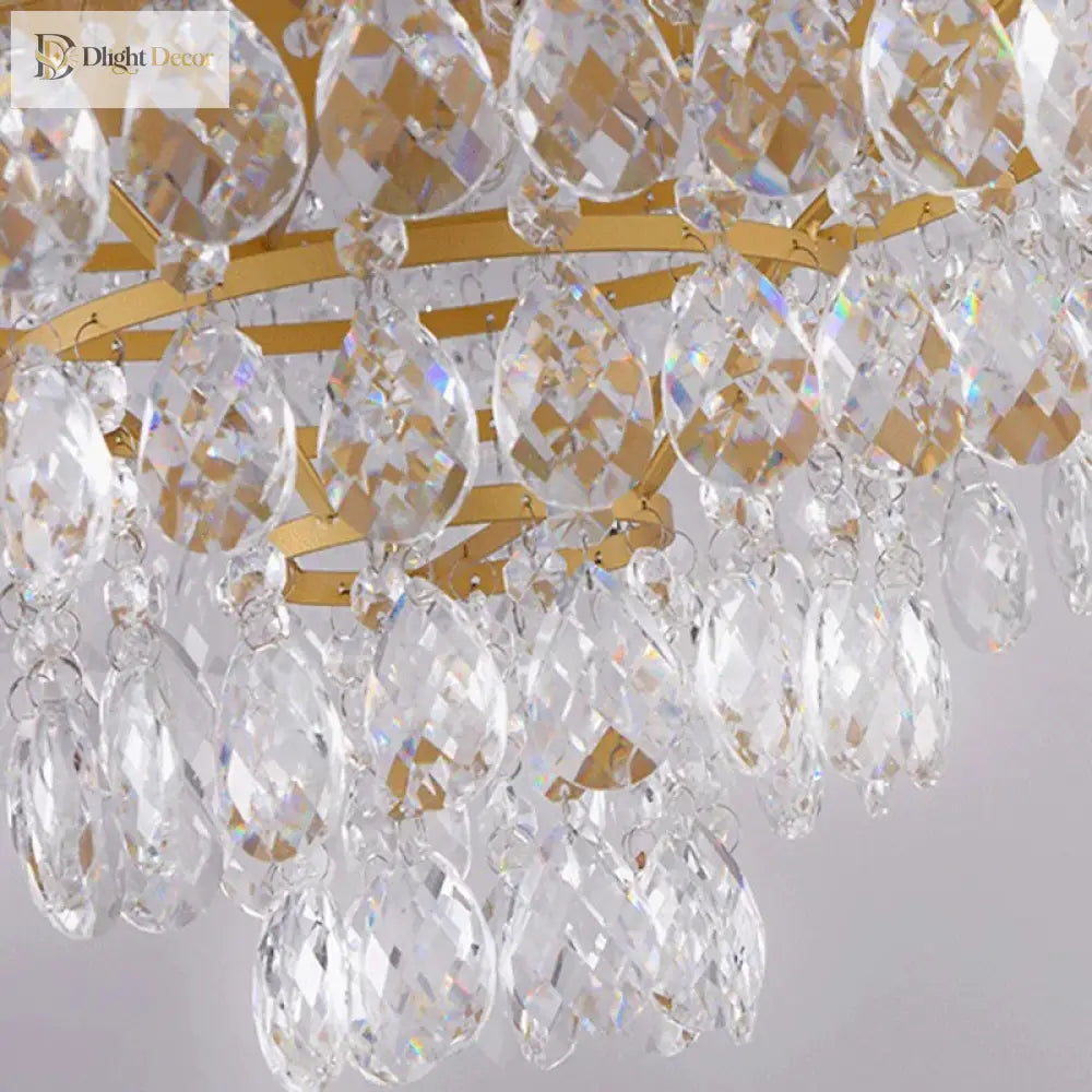 Elegant Crystal Gold Chandelier | Dining Room Lighting