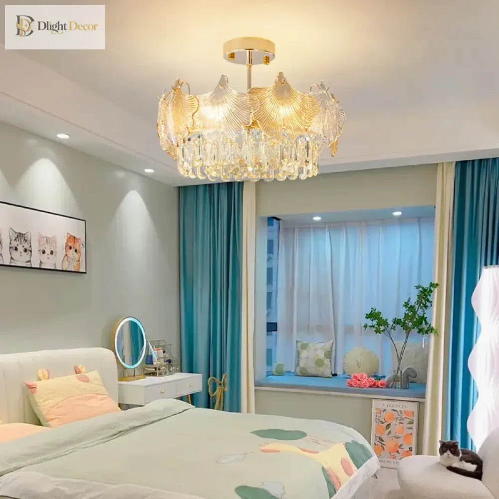 Elegant LED Crystal Chandelier | Modern Bedroom Lighting