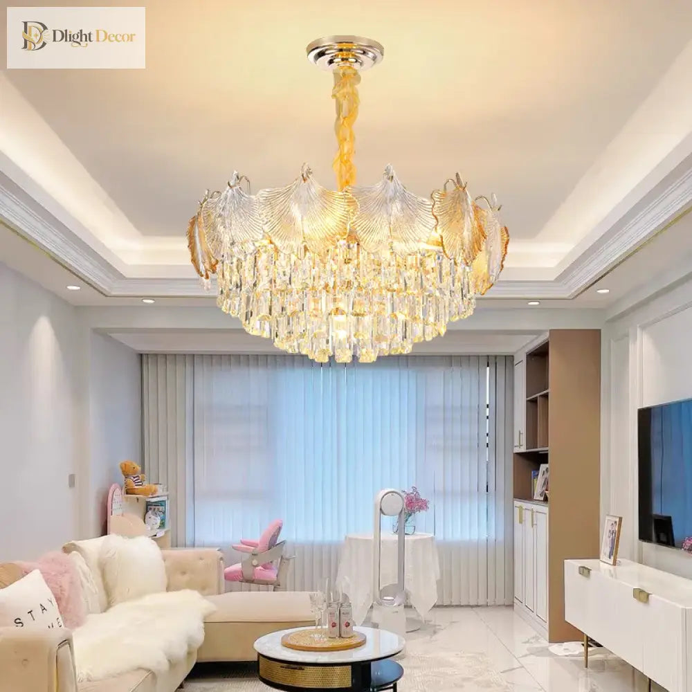 Elegant LED Crystal Chandelier | Modern Bedroom Lighting