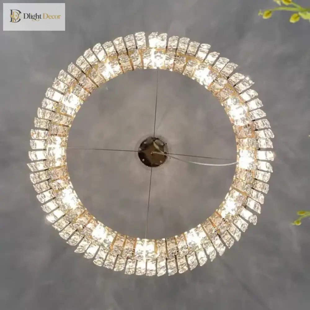 Elegant LED Crystal Gold Chandelier | Dining Room Lighting