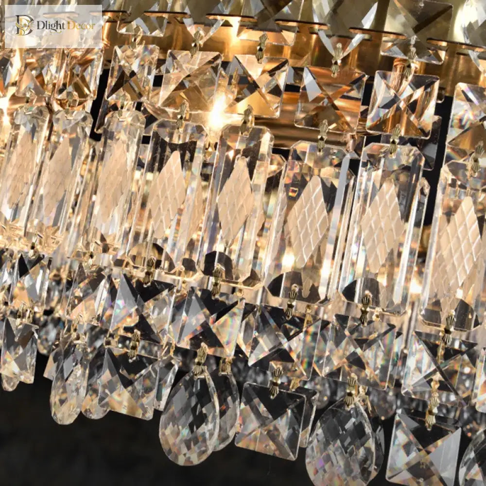Elegant LED Crystal Gold Chandelier | Dining Room Lighting