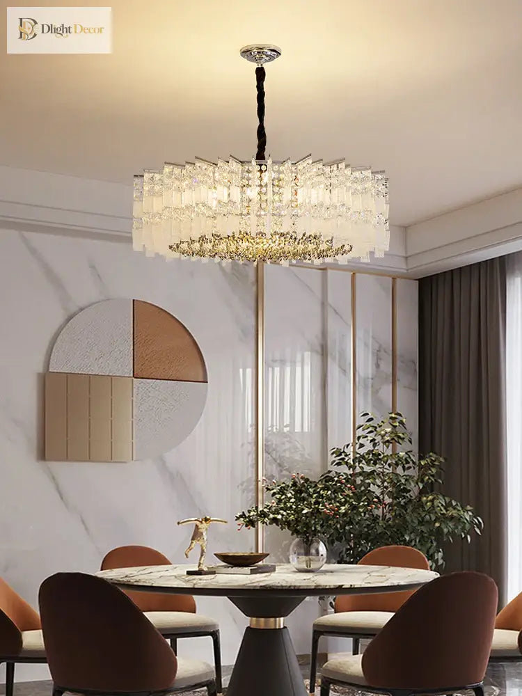 Elegant LED Crystal Gold Chandelier | Living Room Lighting