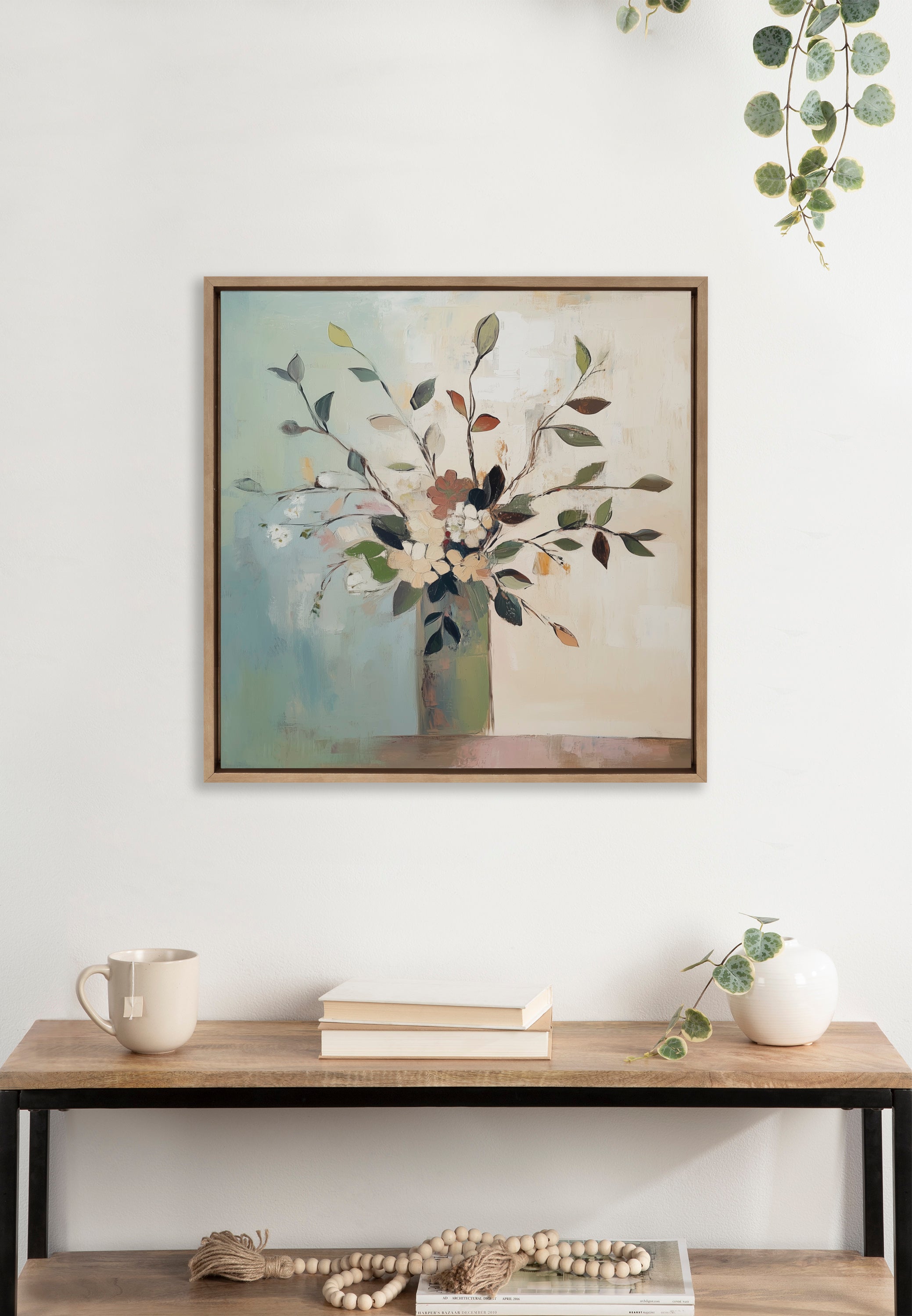 Sylvie Traditional Boho Floral Botanical II Framed Canvas by The Creative Bunch Studio