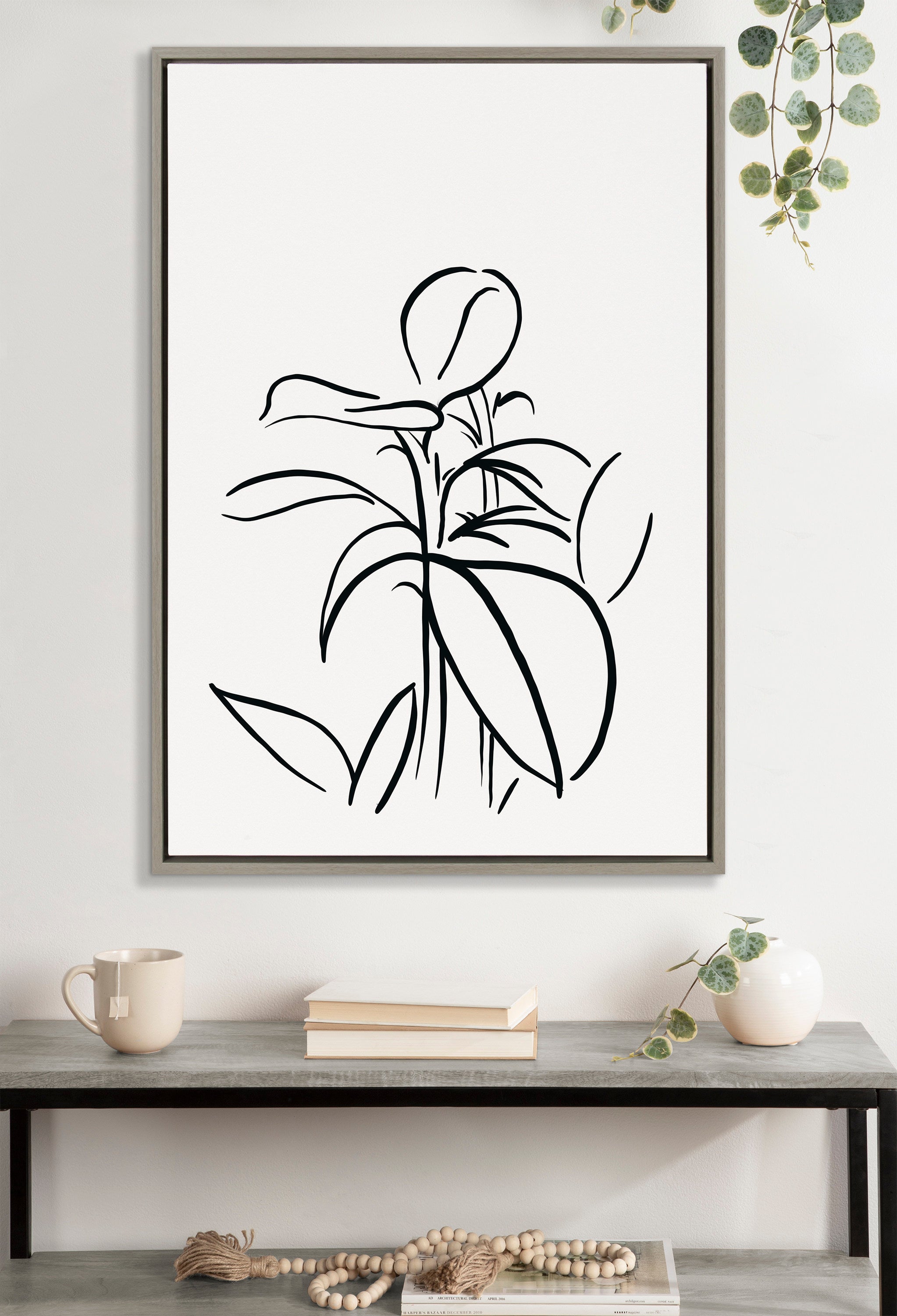Sylvie Botanical Sketch Print No 1 Framed Canvas by The Creative Bunch Studio