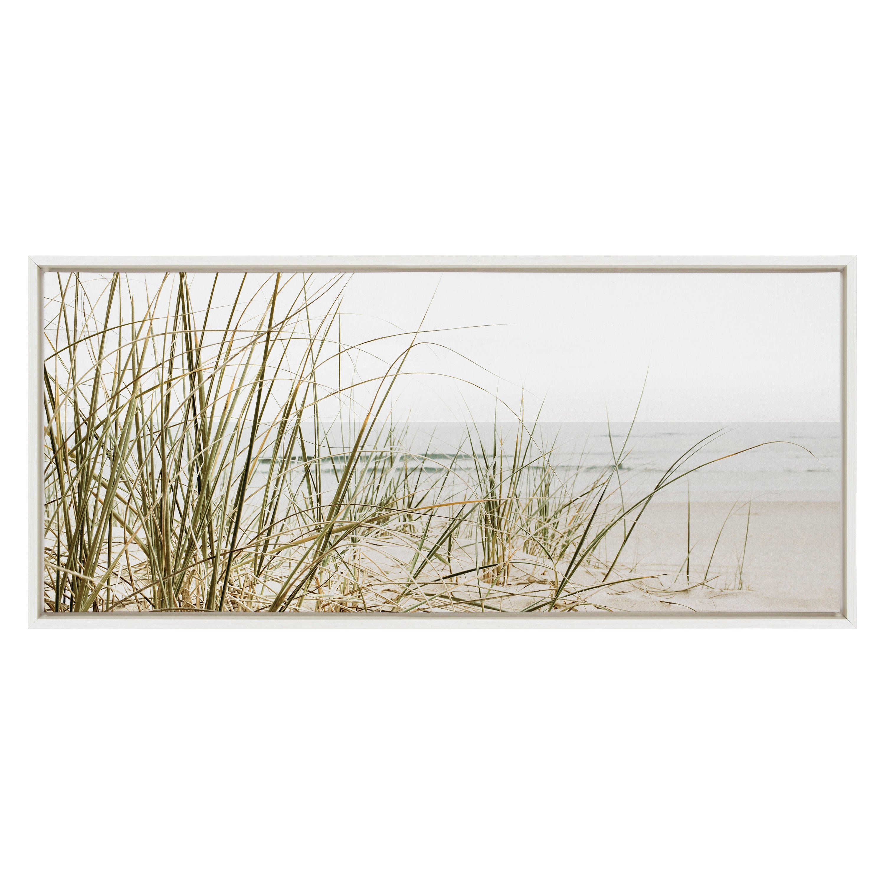 Sylvie Calming Beach Grass Framed Canvas by The Creative Bunch Studio