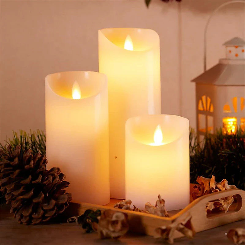 3-Packs Flameless Candles  LED Flickering Candles w/ Remote Control Timer-0