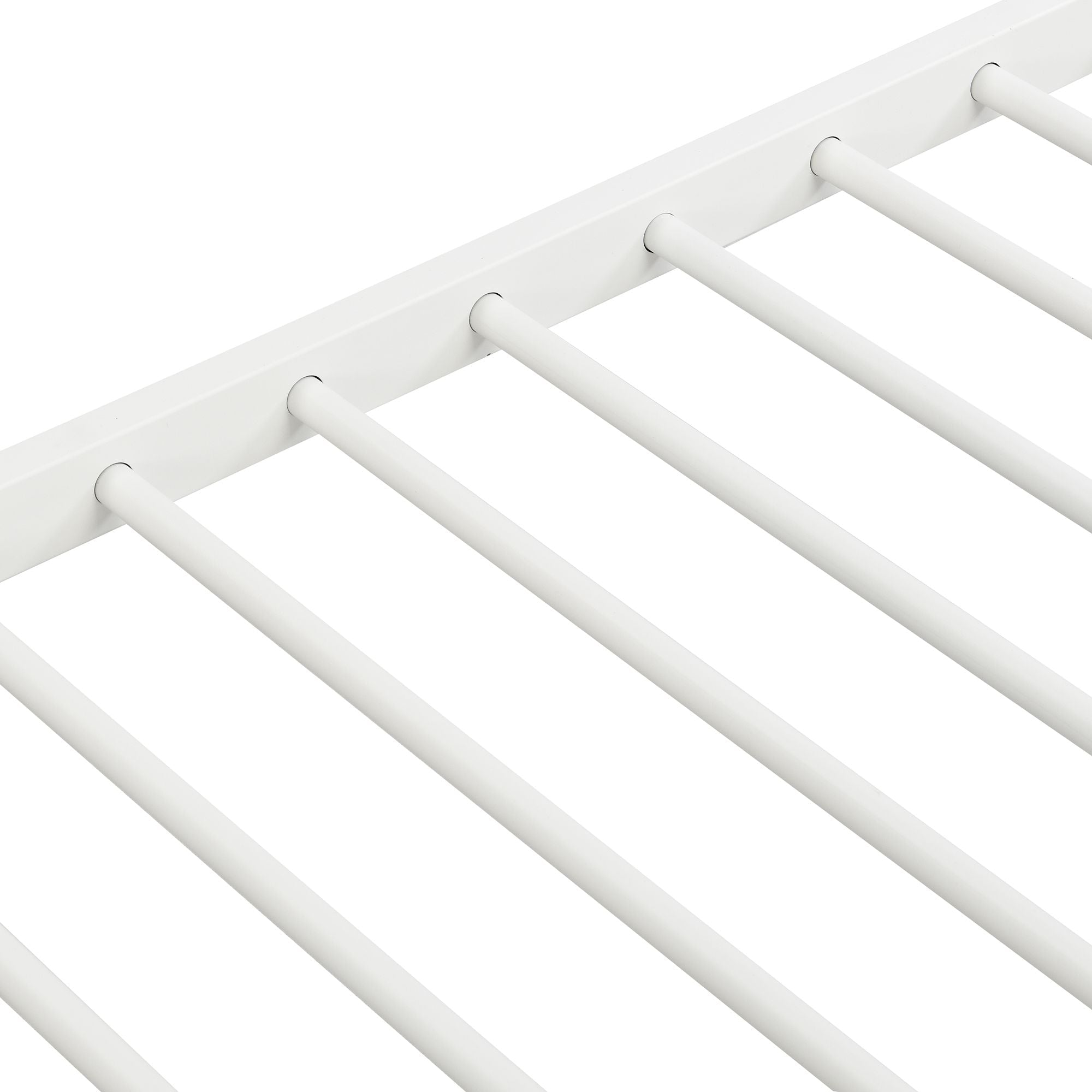 Extra Sleeping Space Twin Over Twin Metal Bunk Bed with Trundle in White for Kids Rooms | Just Better Bunk Beds