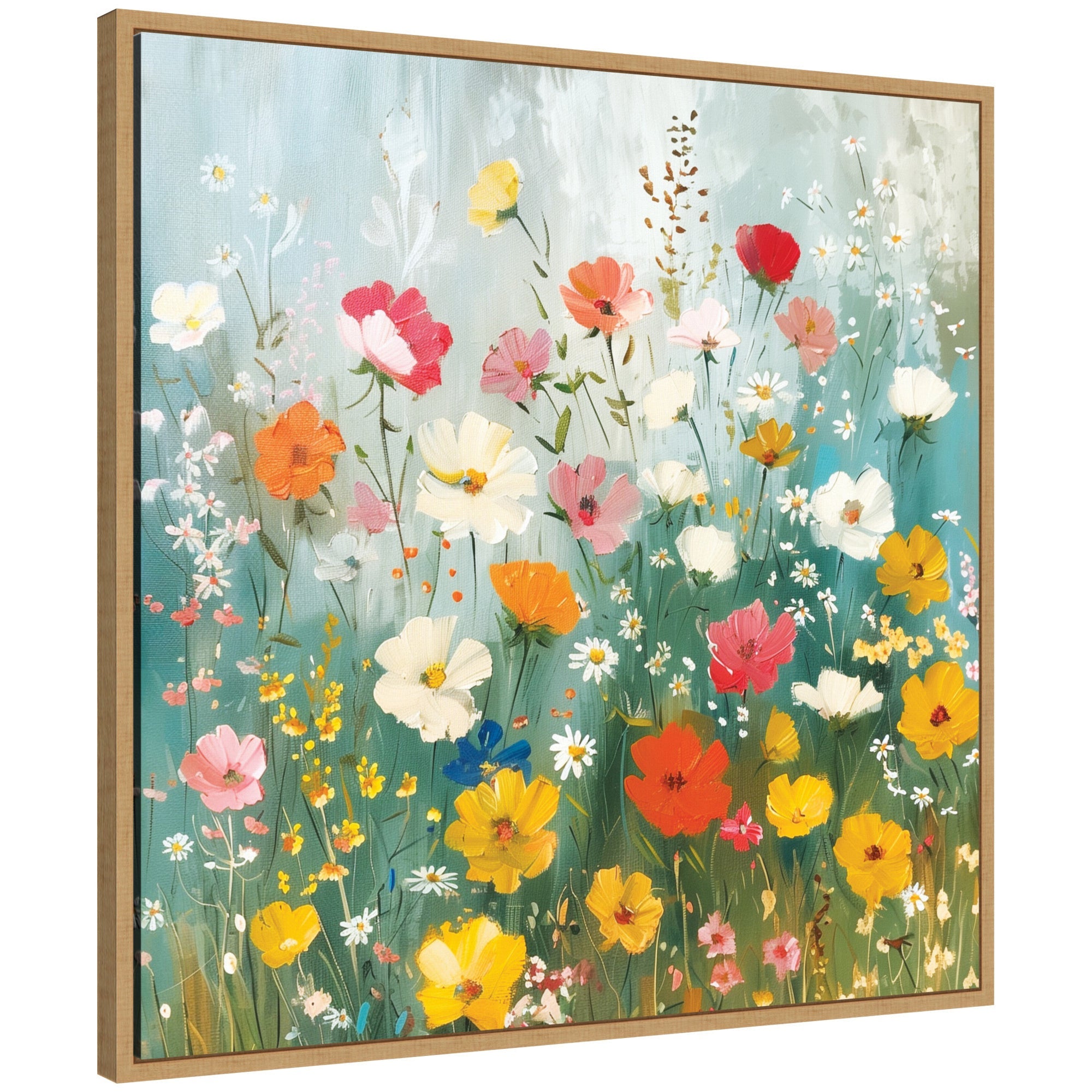 Sylvie Boho Wildflower Garden Framed Canvas by The Creative Bunch Studio