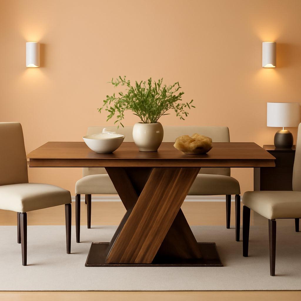 55 Inch Rustic Brown Farmhouse Dining Table For Four