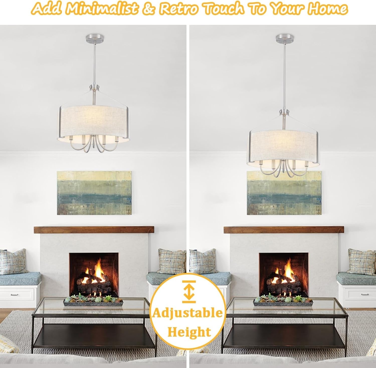 5 Light Drum Chandelier 18 Inch Brushed Nickel Fixture-2