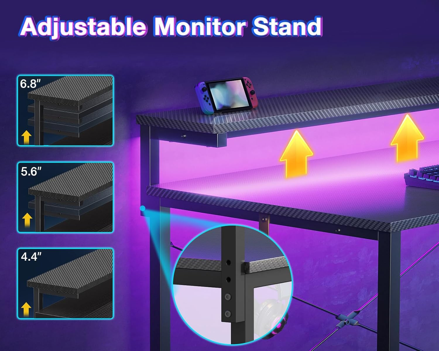 RGB Gaming Desk 40 Inch With LED Lights For Home Office