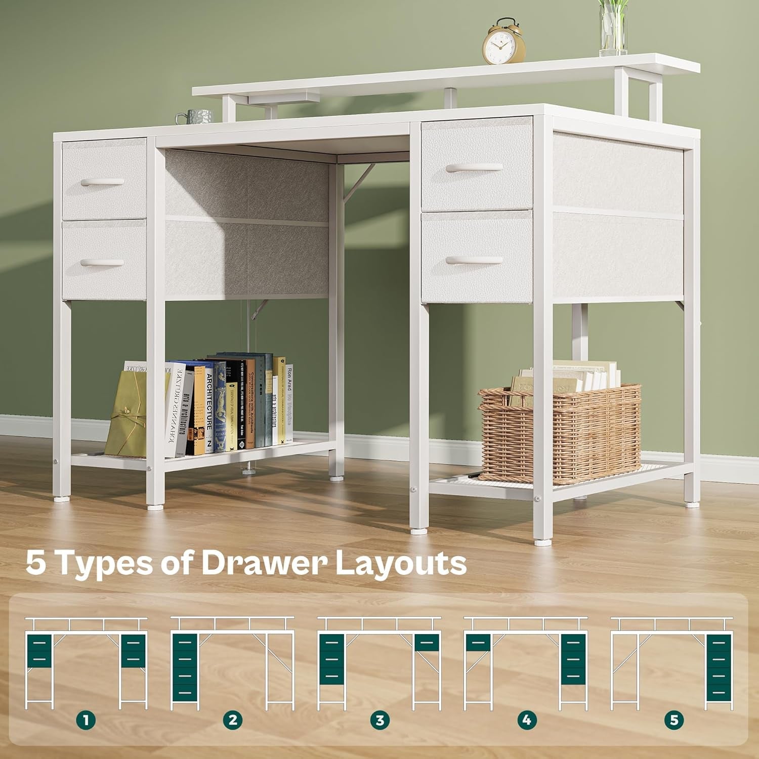 47 Inch Gaming Desk With LED Lights For Home Office