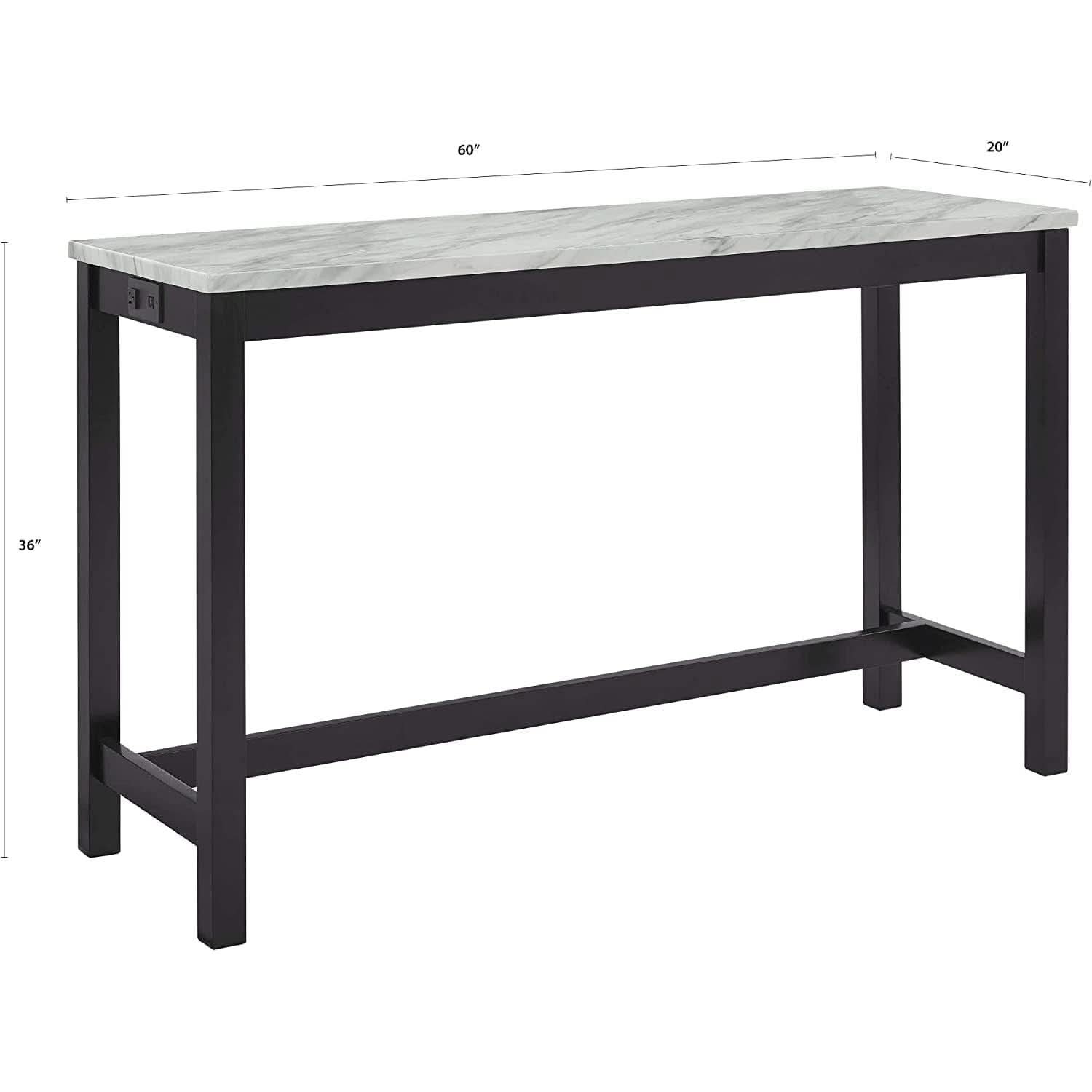 Blue Velvet Bar Table Set With Faux Marble Top 4 Piece