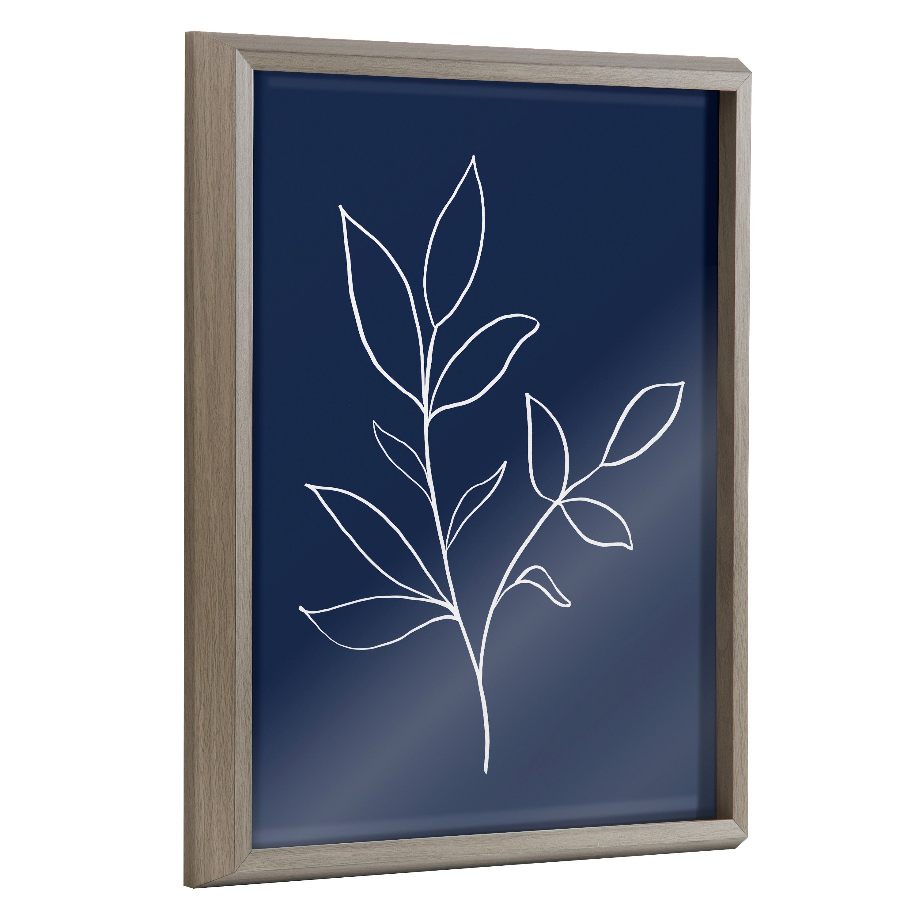 Blake Modern Blue Botanical Line Sketch Print 2 Framed Printed Glass by The Creative Bunch Studio