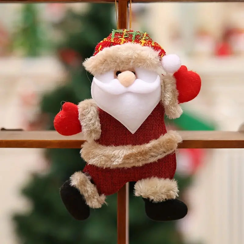 4PCS Christmas Tree Accessories: Dancing Old Man, Snowman, Deer, Bear Cloth Puppets-4