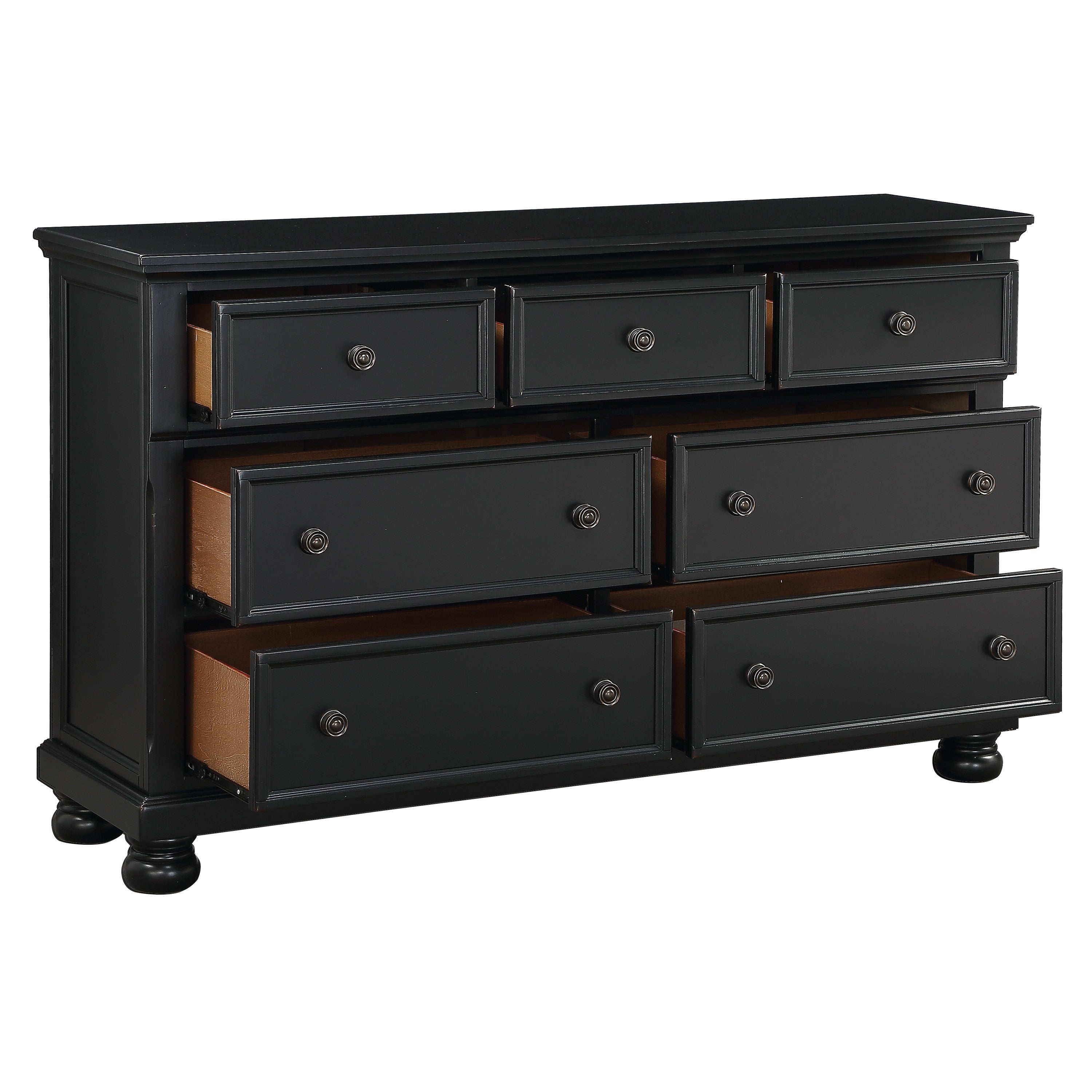 Transitional Black Dresser of 7 Drawers and Jewelry Tray-2