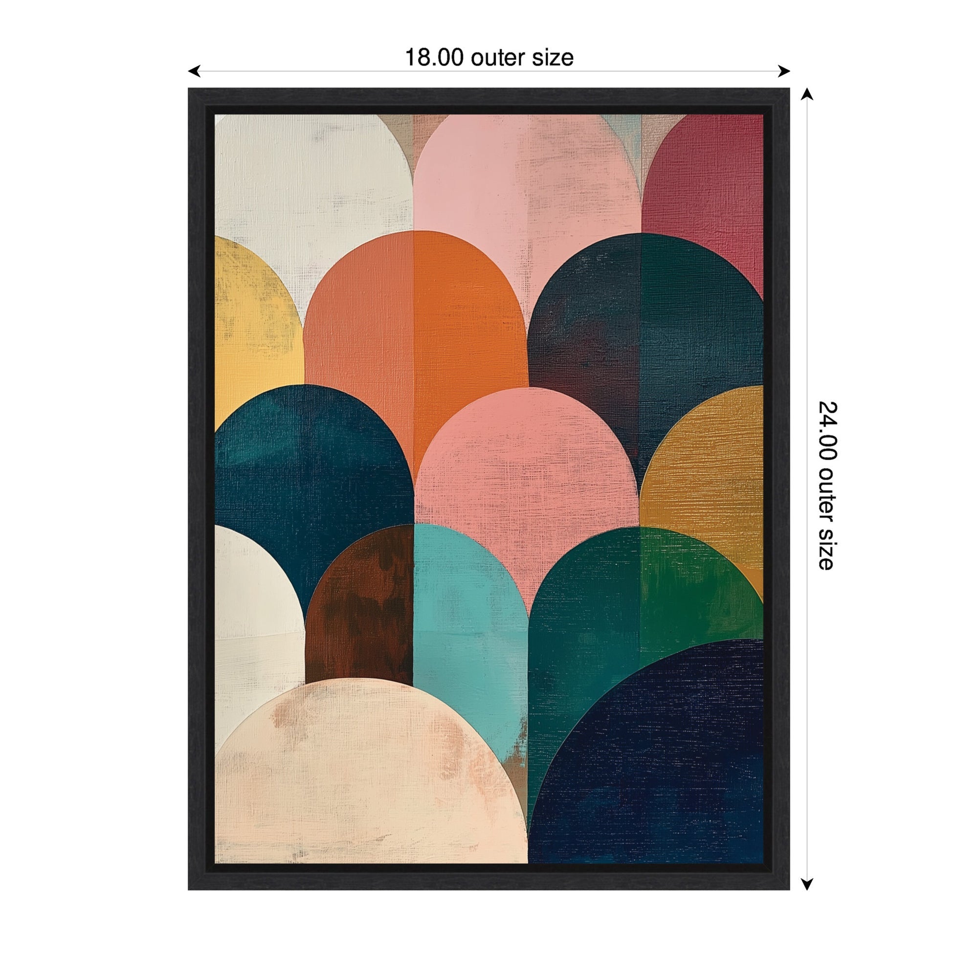 Sylvie Minimalist Geometric Abstract Jewel Tone Framed Canvas by The Creative Bunch Studio