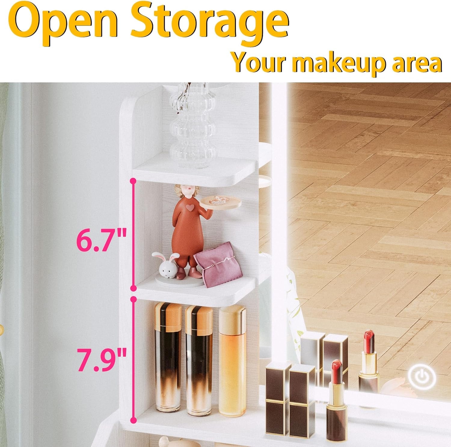 White Vanity Set With Lighted Mirror Modern Bedroom Desk