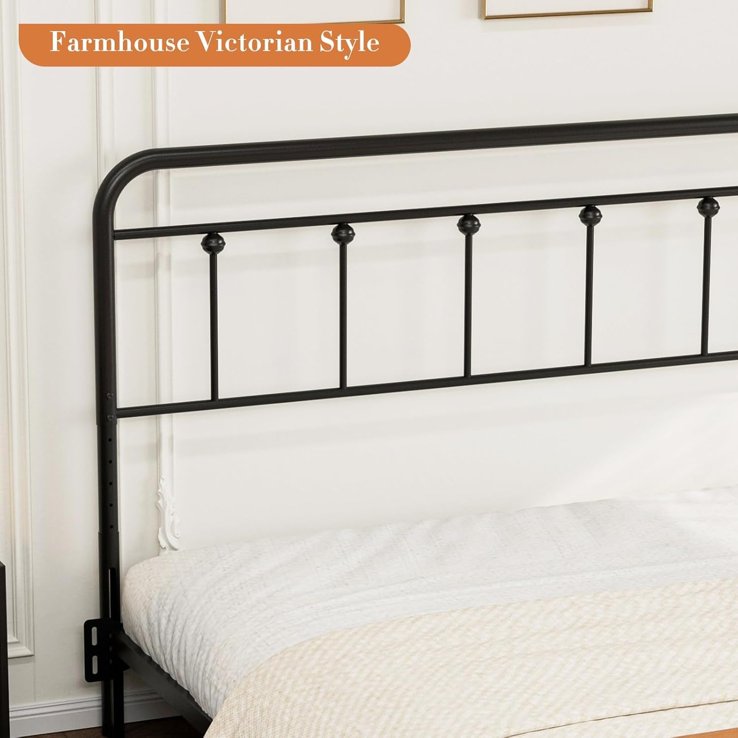 Adjustable Metal King Size Headboard With Victorian Style
