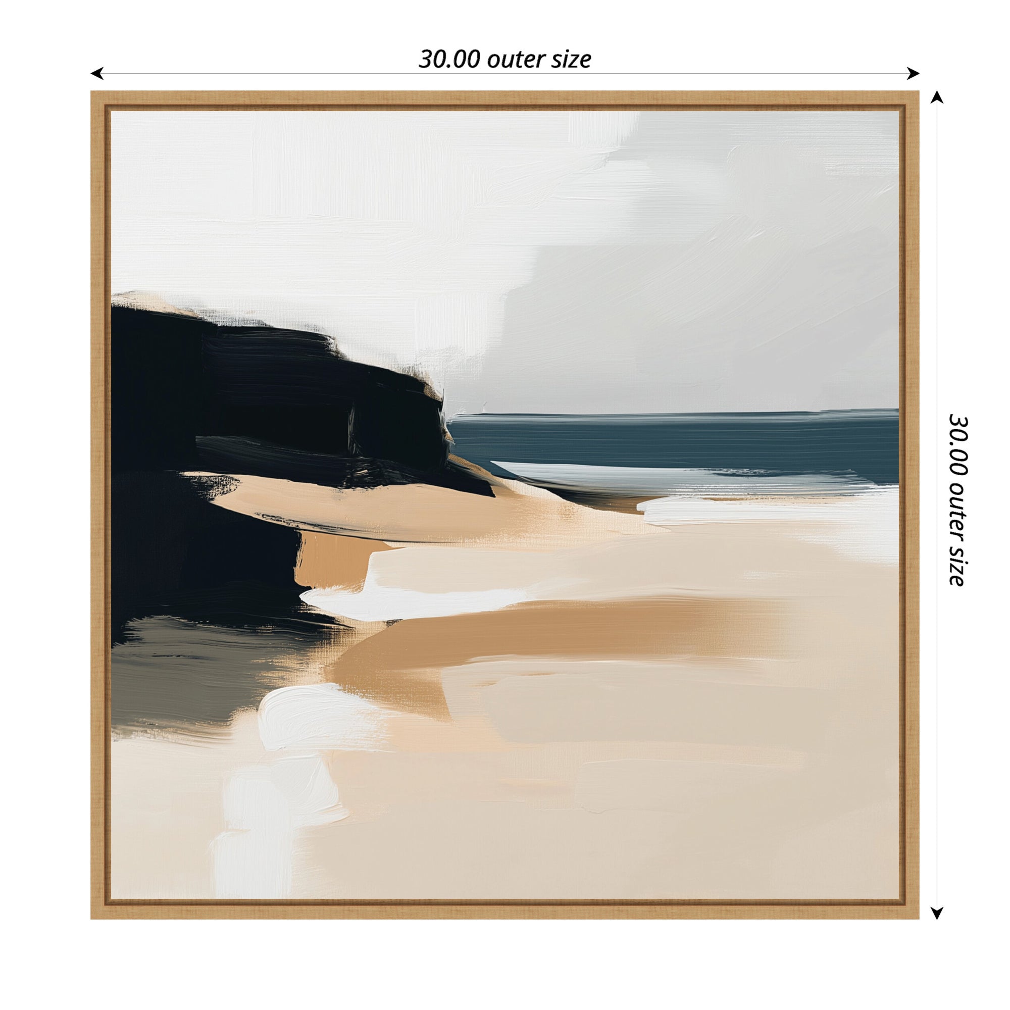 Sylvie Coastal Sand Modern Abstract Landscape I Framed Canvas by The Creative Bunch Studio