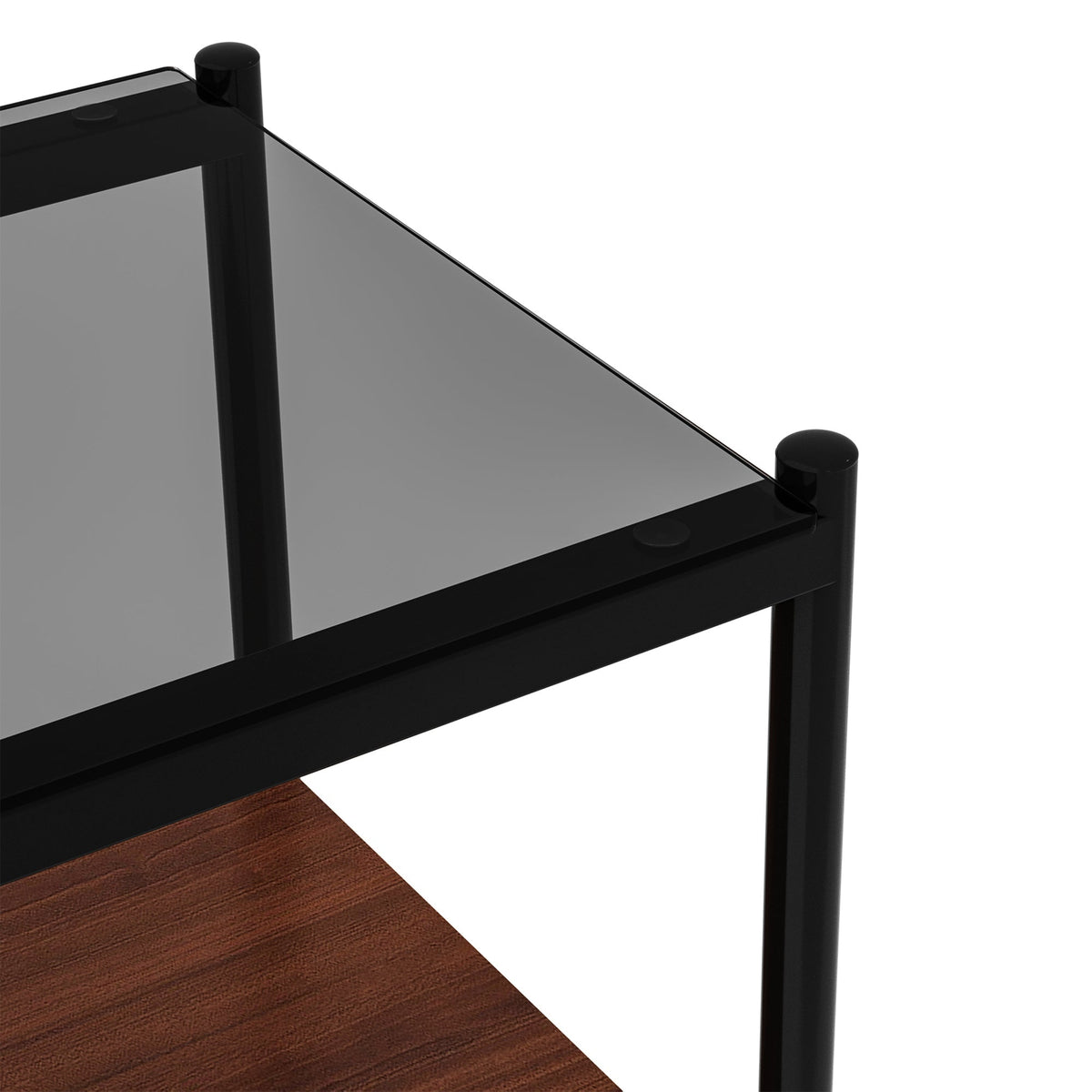 Rectangle End Table Set with Gray Tempered Glass Tops - Gray