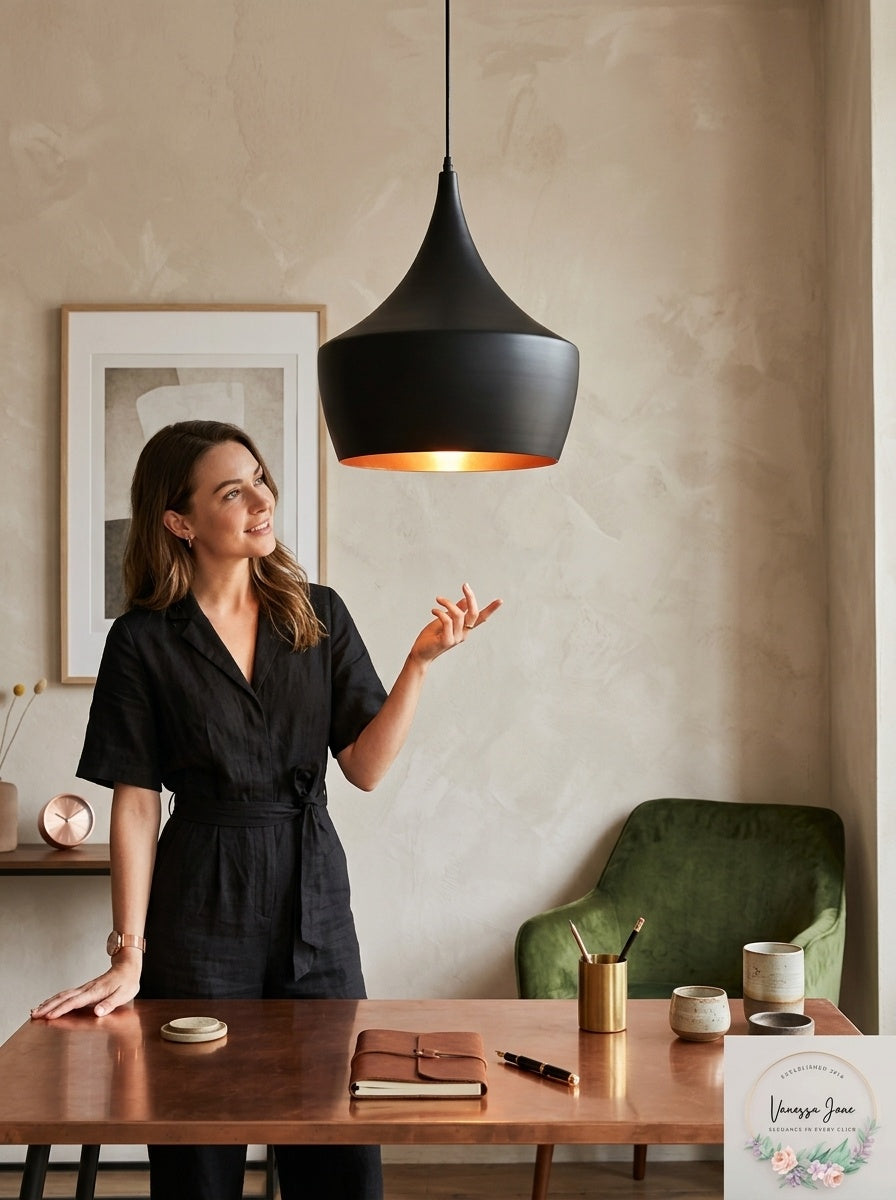 Zuo Copper Ceiling Lamp in Matte Black Finish