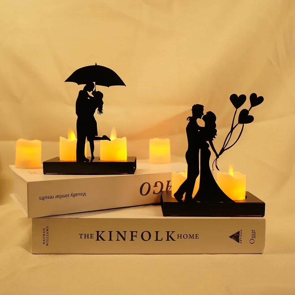 Romantic Couple Ornaments Creative Candlestick Room Decoration Accessories