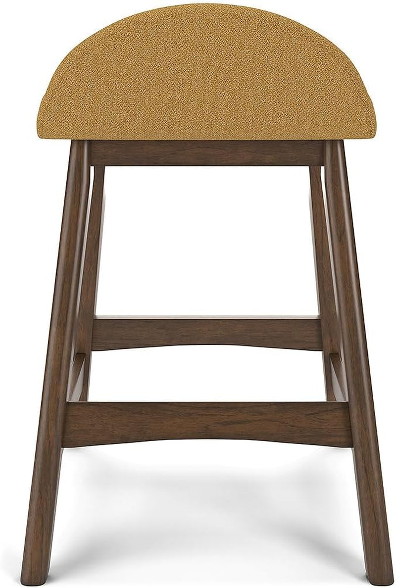 Mustard Brown Upholstered Counter Height Bar Stool Set Of 2