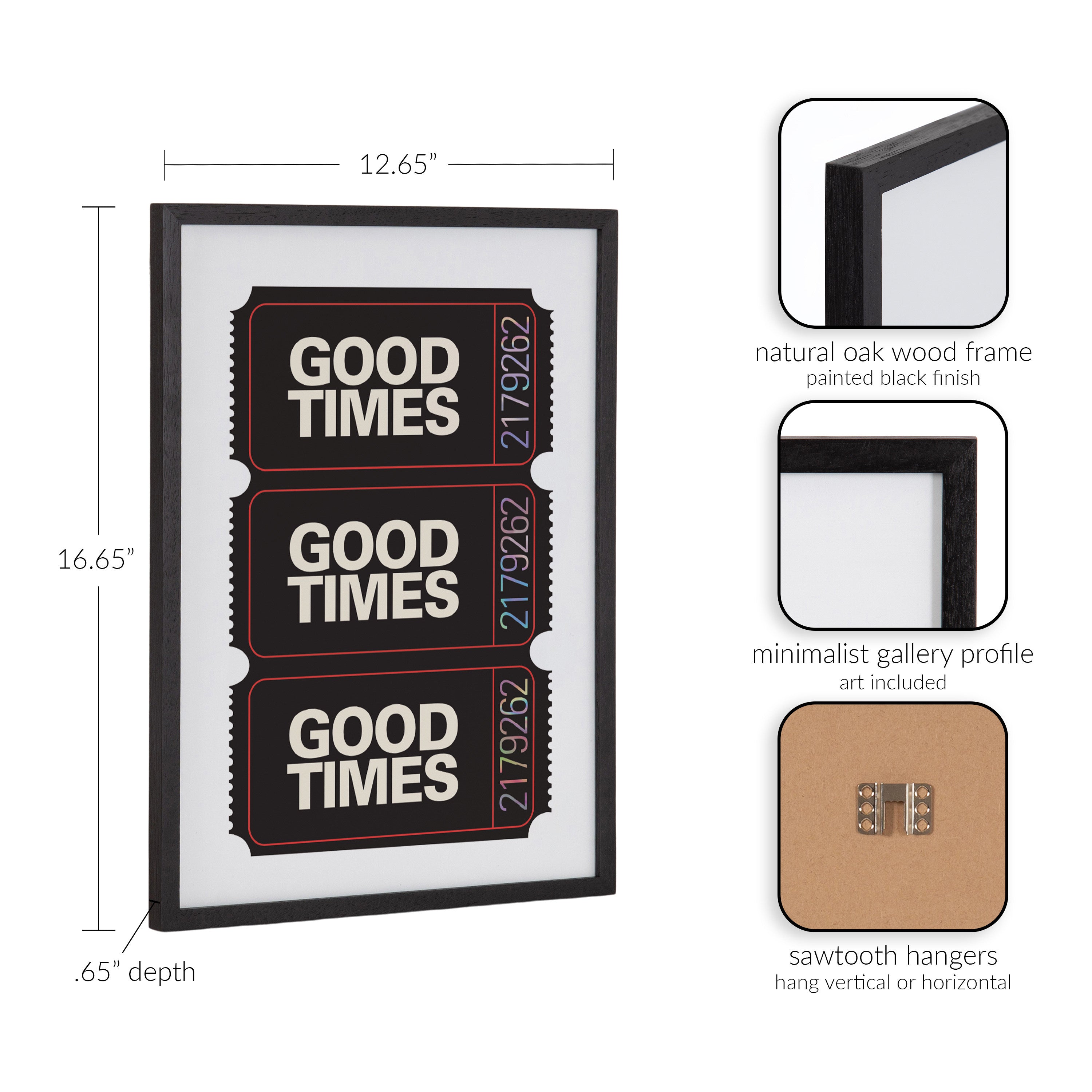 Gallery Preppy Retro Positive Quote Good Times Ticket Print by The Creative Bunch Studio