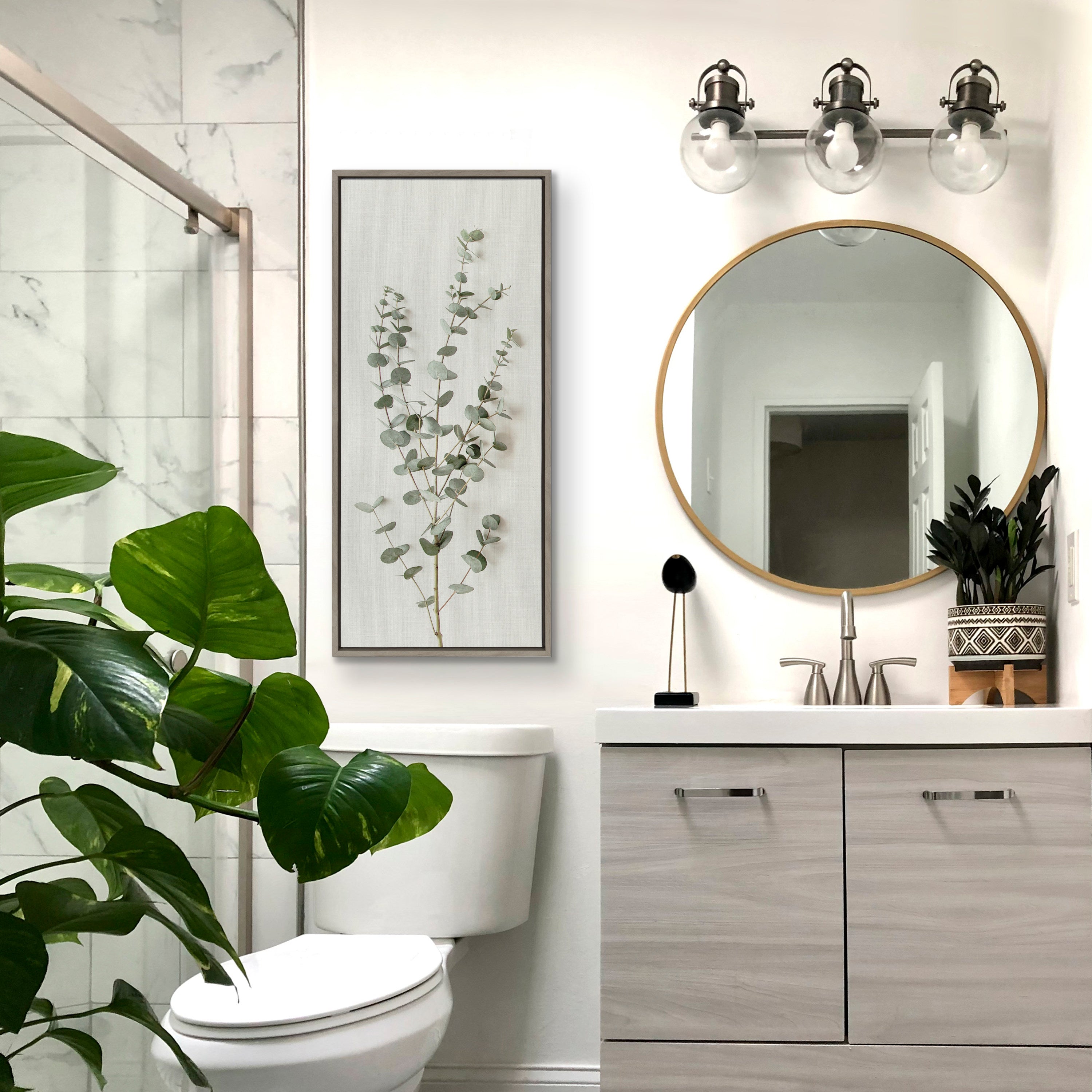 Sylvie Eucalyptus Botanical I Framed Canvas by The Creative Bunch Studio