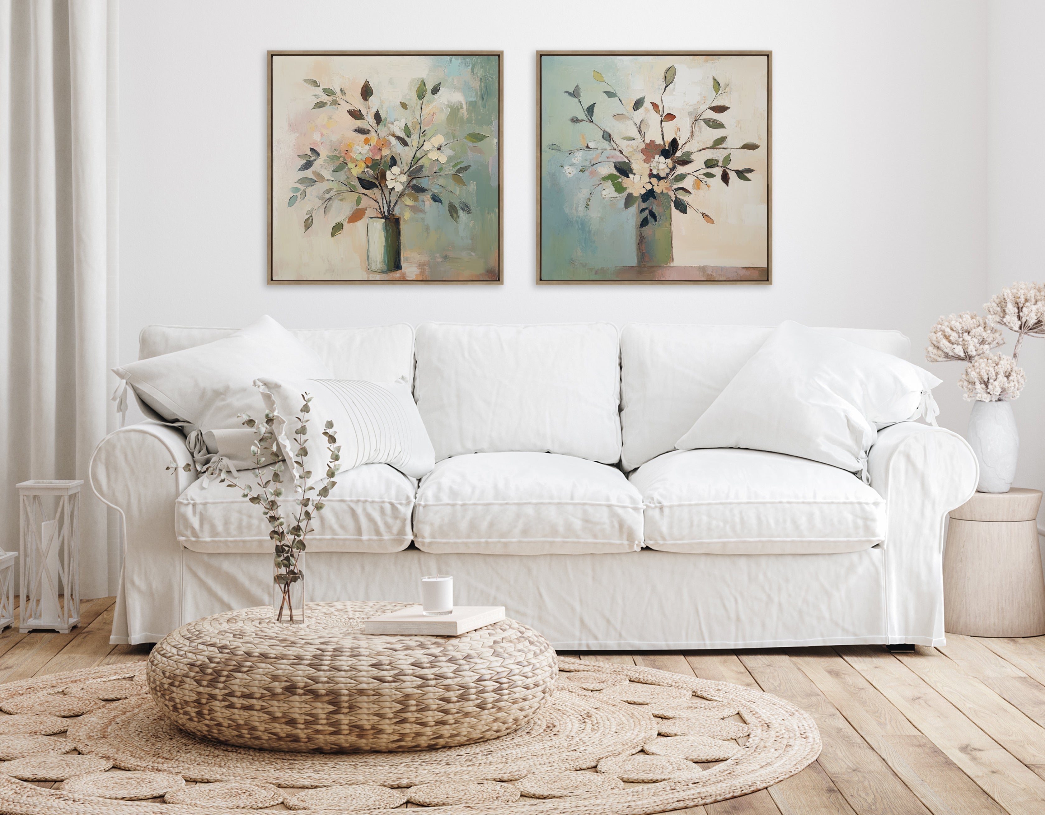 Sylvie Traditional Boho Floral Botanical II Framed Canvas by The Creative Bunch Studio